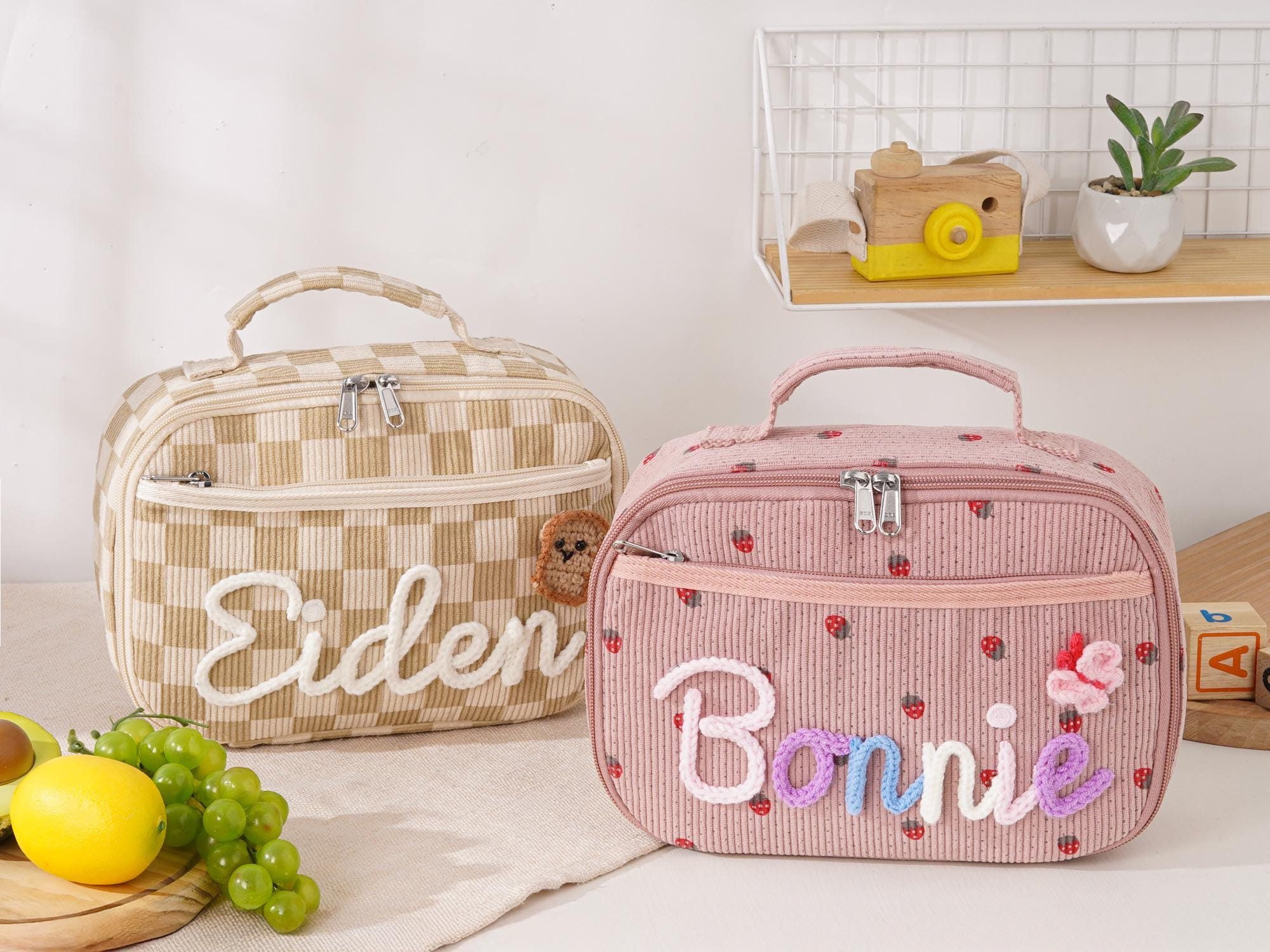 Borsa per il pranzo personalizzata, borsa per il pranzo personalizzata per bambini, borsa per il pranzo scolastico, borsa per il pranzo in velluto a c