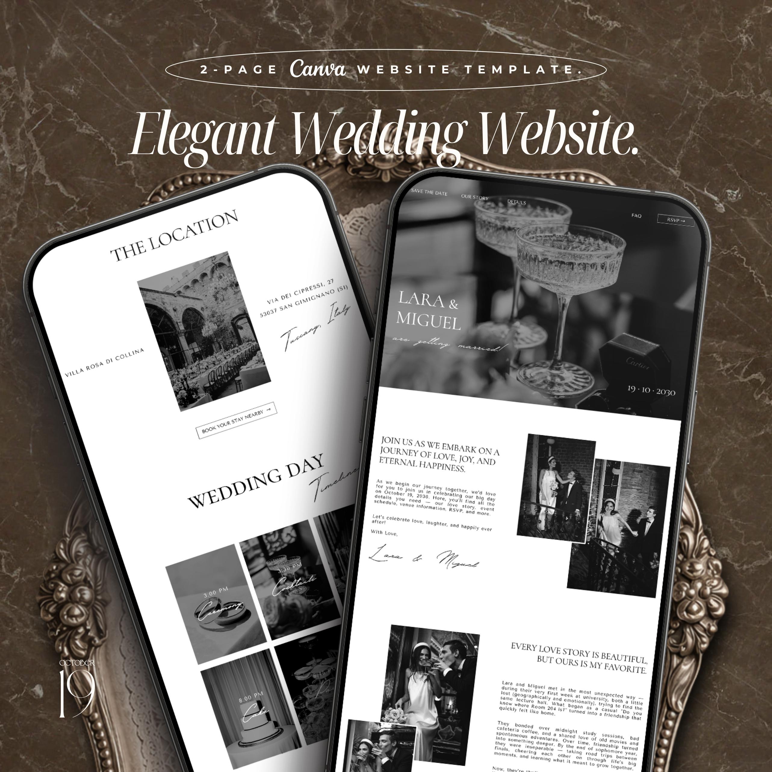 Elegante sito web per matrimoni - Modello Canva - Sito web RSVP - Invito di matrimonio digitale - Sito web Save the Date - Invito di matrimonio - Sito