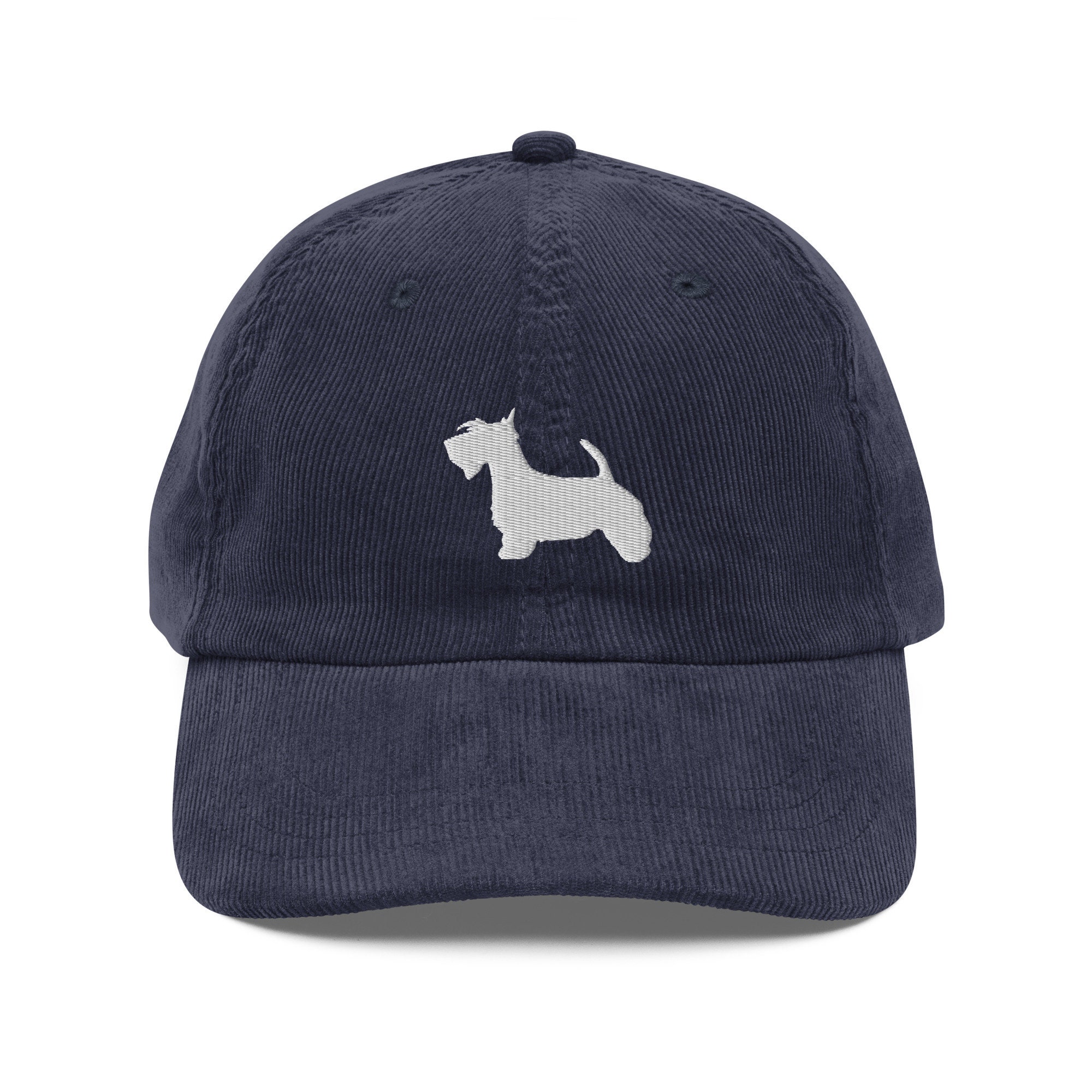 Cappello in velluto a coste con motivo Scottish Terrier, cappello unisex ricamato, regalo con motivo Scottish Terrier, cappello per mamma e papà con m
