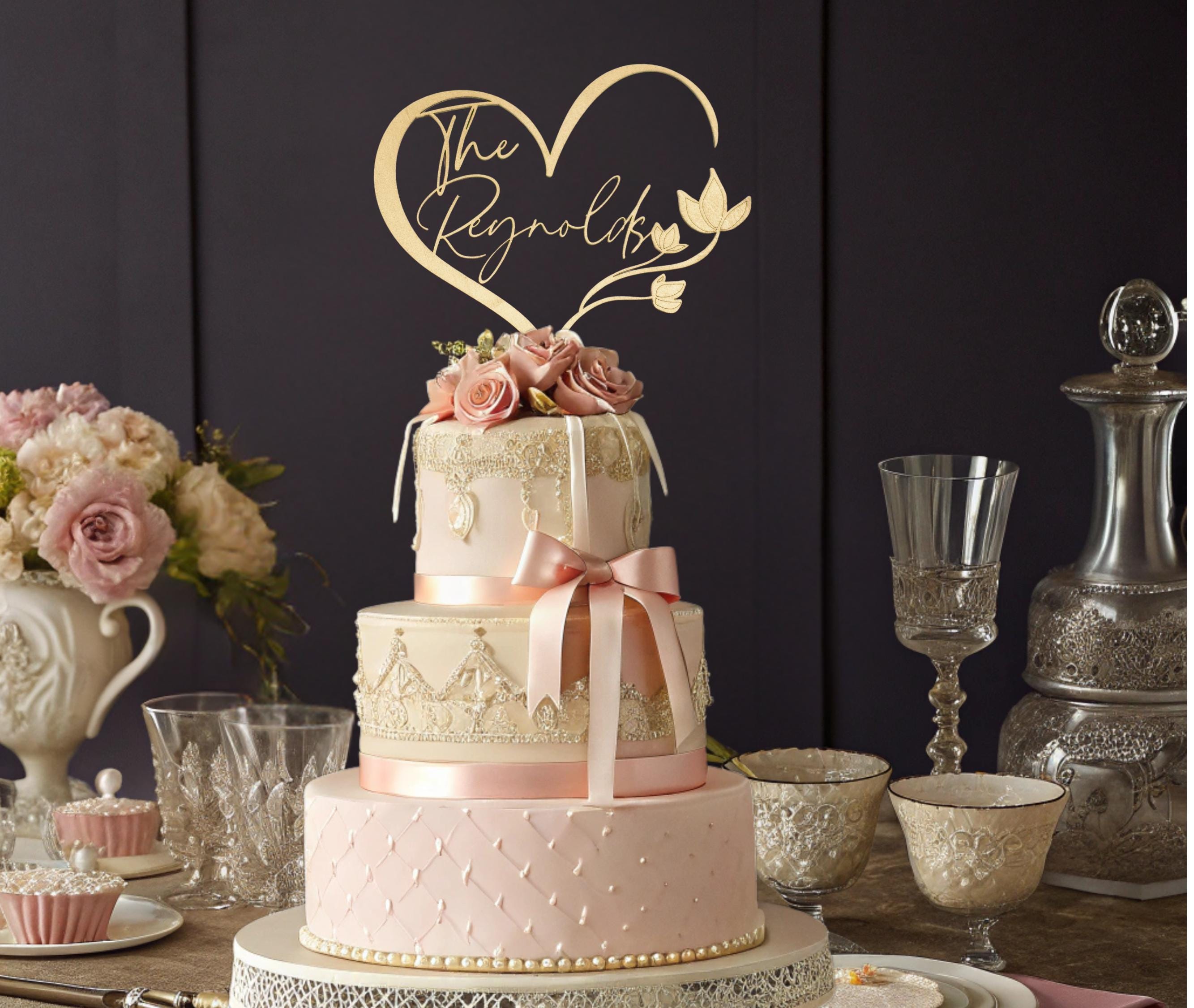 Topper per torta nuziale a forma di cuore, topper per torta nuziale personalizzato, topper per torta nuziale personalizzato, topper per torta nuziale