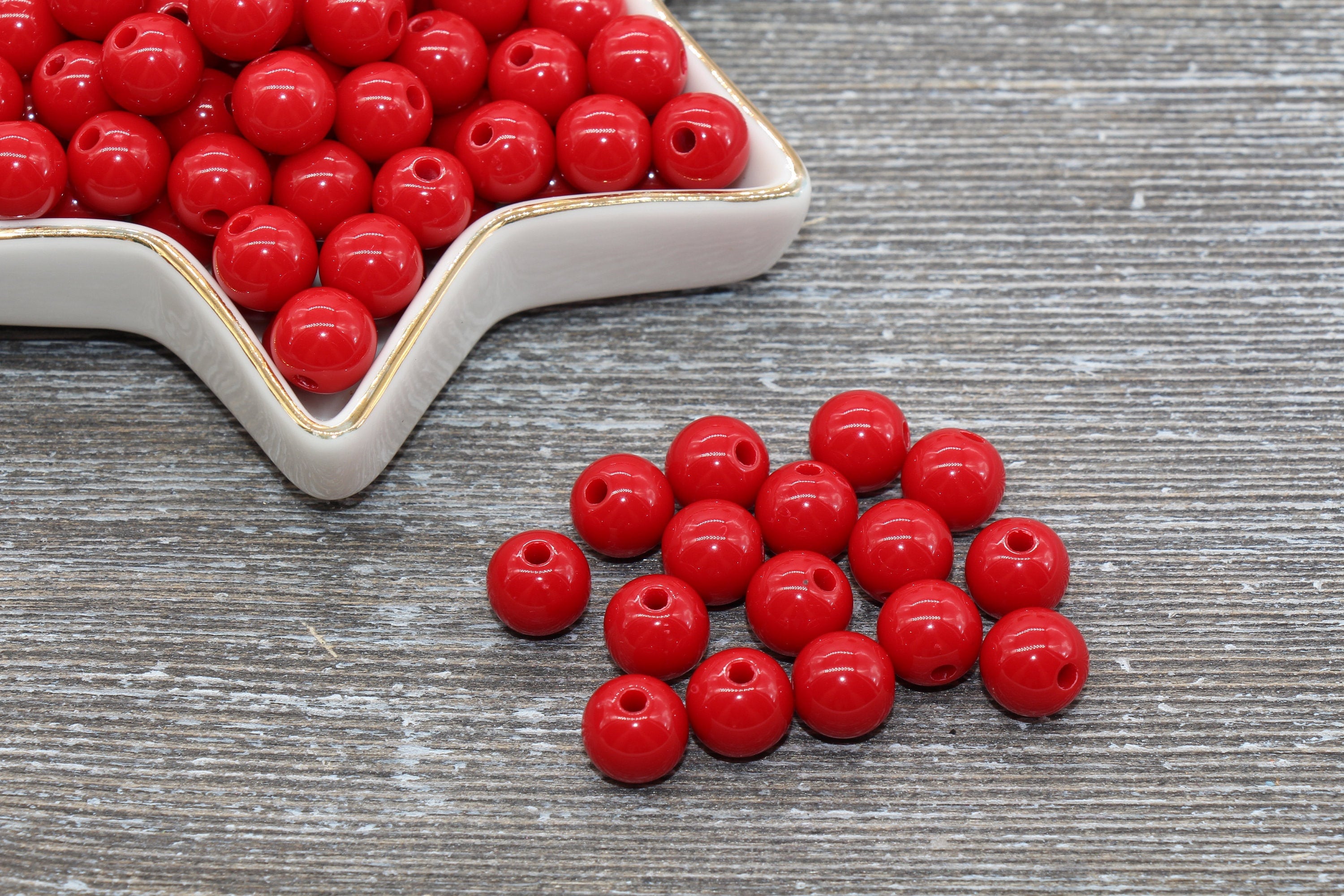 Perline Gumball rosse da 10 mm, perline rotonde in acrilico, perline Bubblegum, perline grosse, perline Gumball, perline rotonde lisce in plastica n.