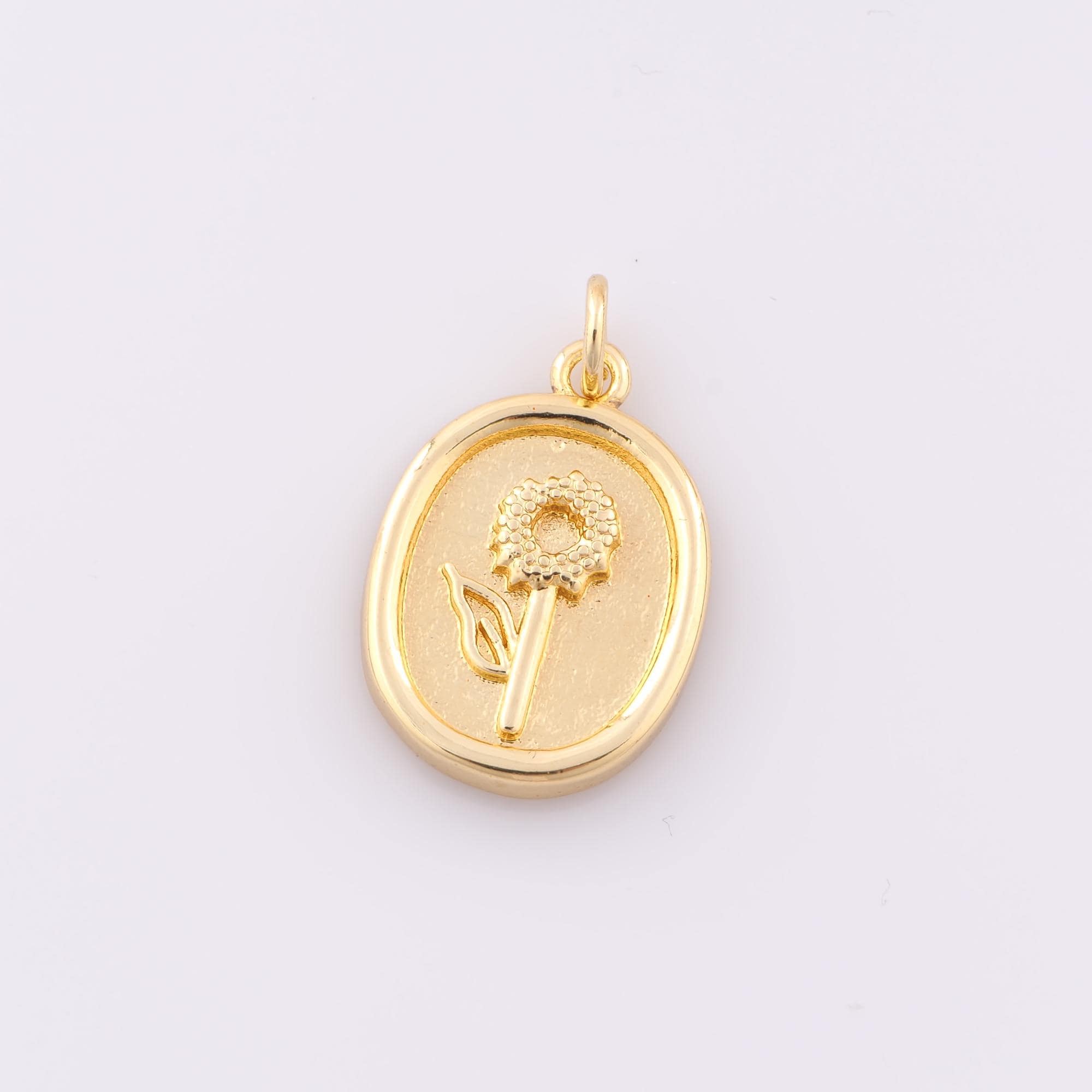 1 pz Ciondolo a forma di fiore in oro, ciondolo a forma di fiore riempito in oro 18 carati, ciondolo a forma di fiore fai da te per braccialetti, coll
