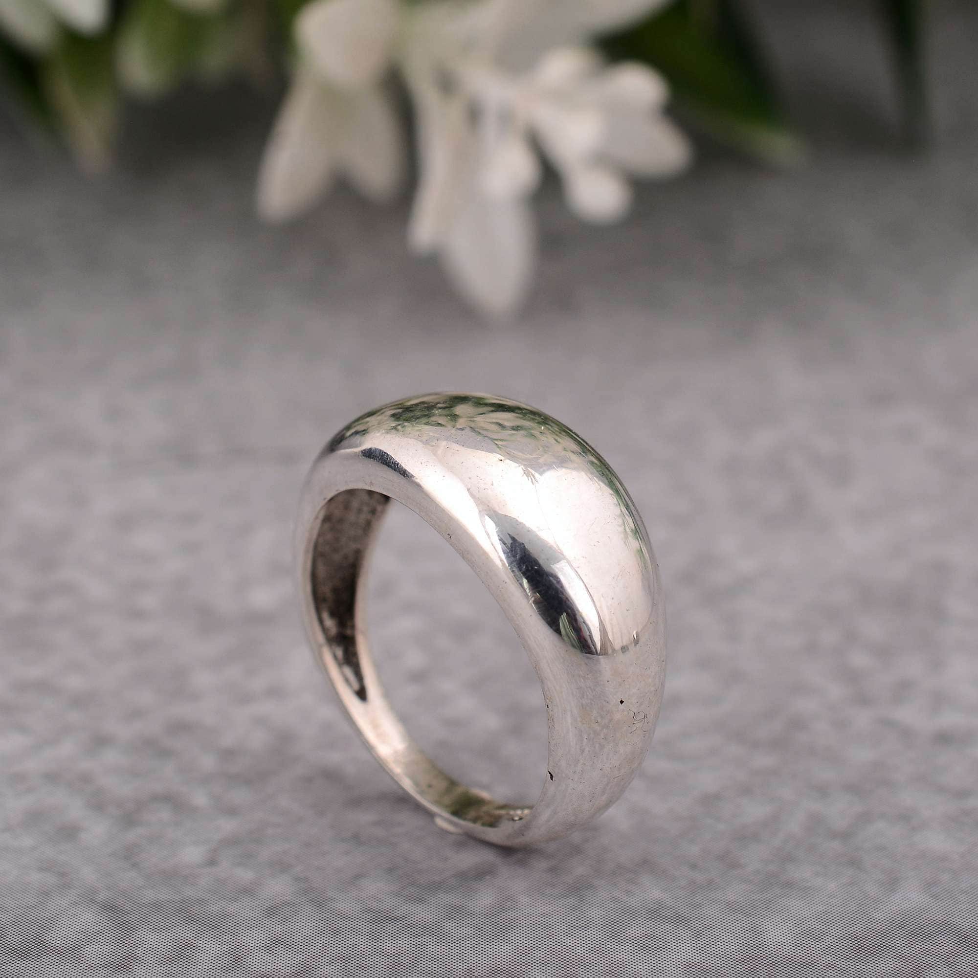 Anello a cupola, anello a cupola placcato in argento sterling, anello in argento massiccio, anello a cupola importante, anello a cupola massiccio, gio