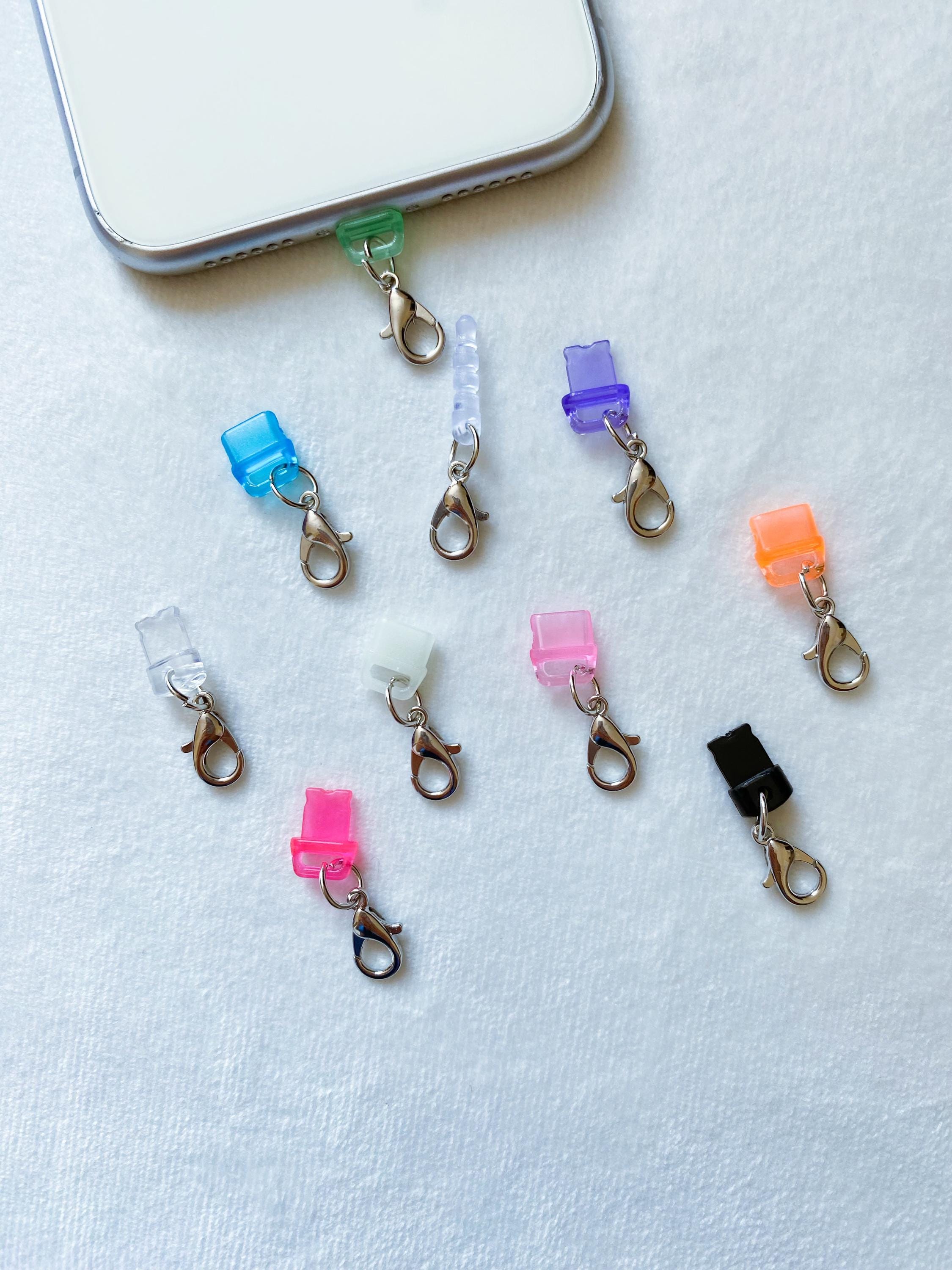 Tappi antipolvere colorati e carini per iPhone, adatti al cavo Lightning, ciondolo con tappo antipolvere kawaii per iPhone, protezione per porta caric