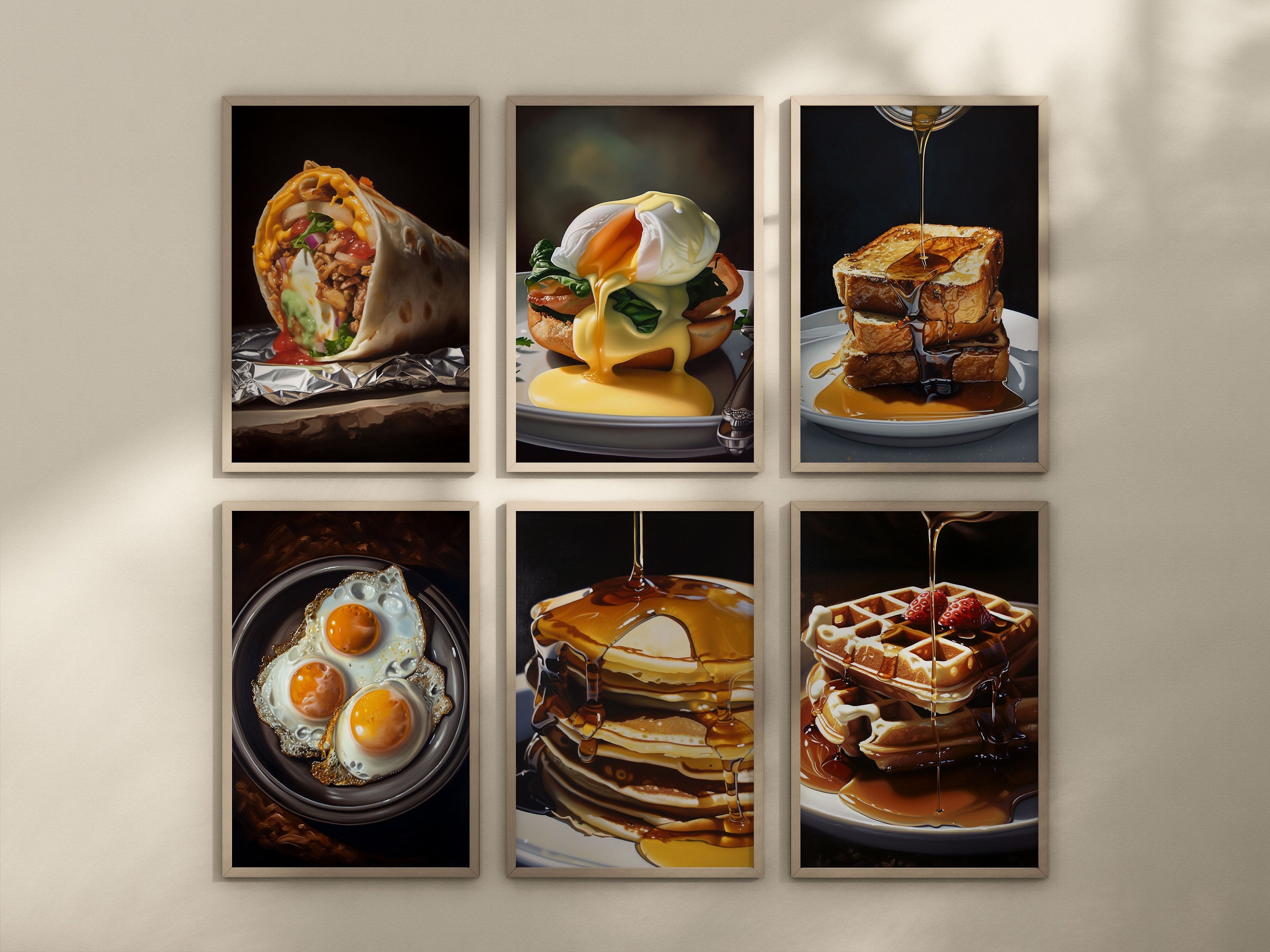 Set di 6 stampe artistiche da parete a tema cibo, decorazioni da parete per cucina, stampe artistiche da parete per cucina, poster di cibo, stampe art