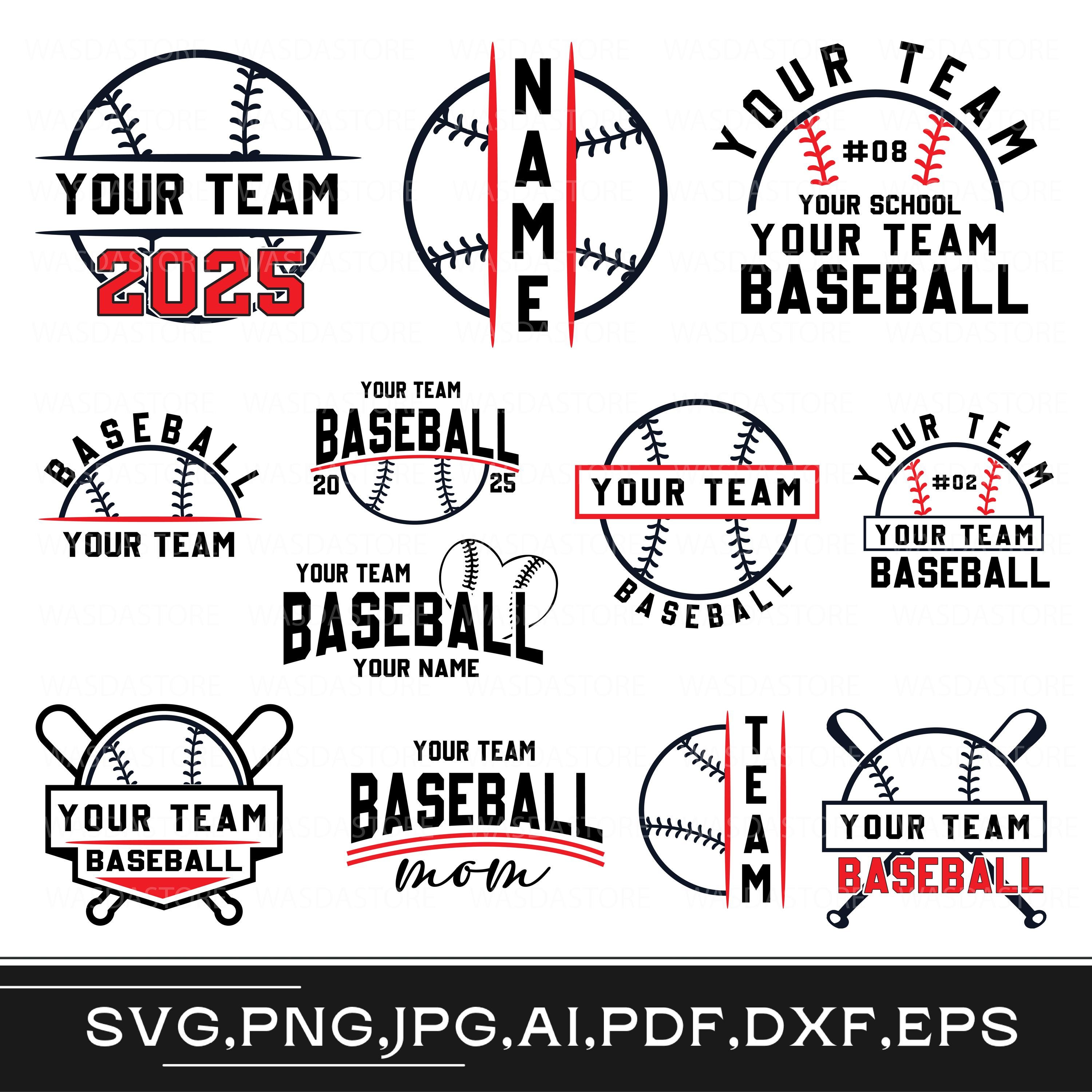 Nome squadra di baseball personalizzato svg png, Monogramma di baseball svg, Stagione di baseball svg, Squadra di baseball png, Maglietta della squadr