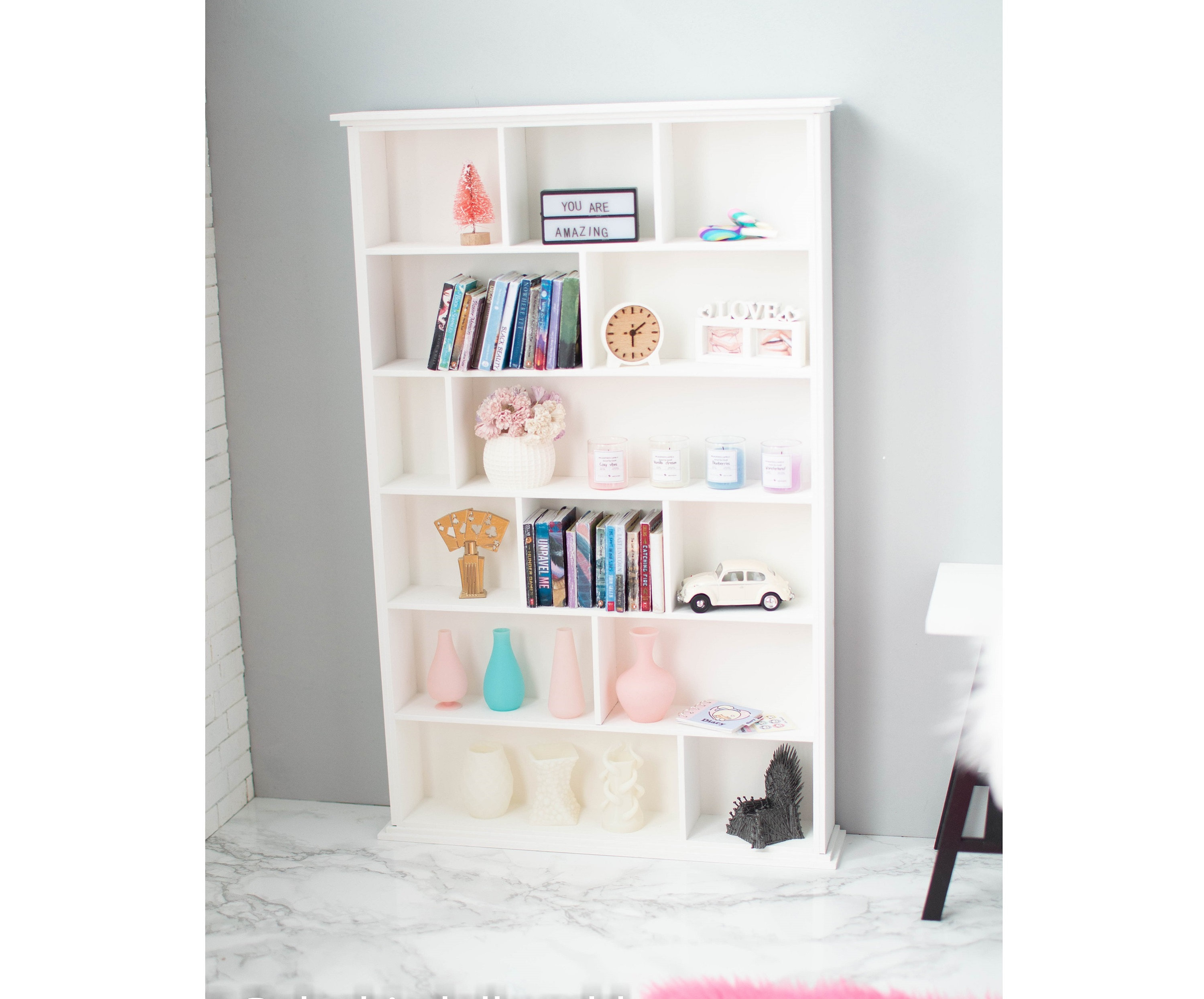1:4, libreria in miniatura, mobiletto in miniatura, libreria, libreria per casa delle bambole, mobili per bambole, mobiletto per casa delle bambole, B