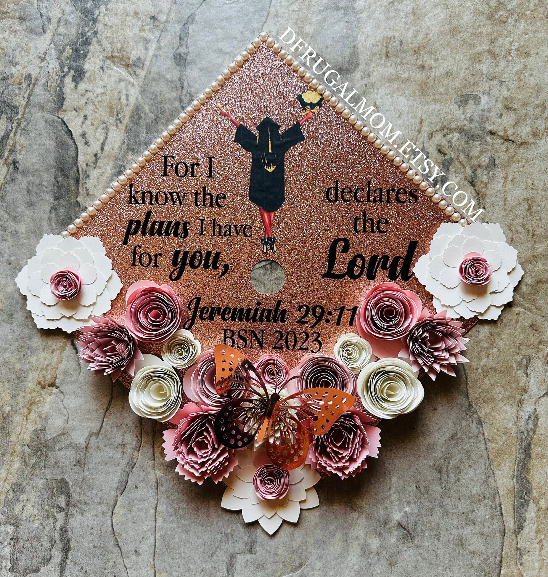 Decorazione per cappello di laurea / Cappello di laurea / Classe 2023 / Cappello / Cappello di laurea per infermieri / Cappello di laurea con fiori /