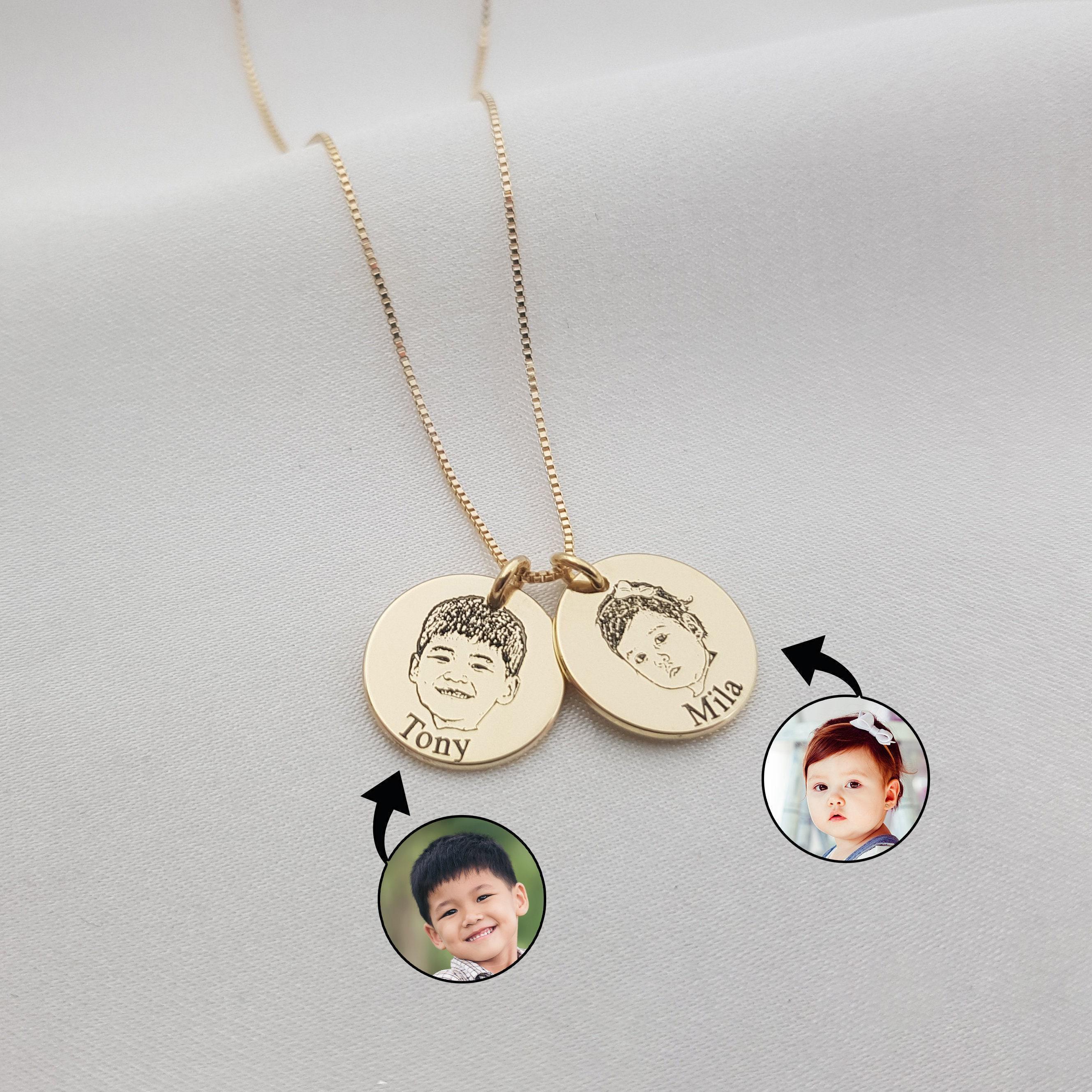 Collana personalizzata per la mamma con i nomi dei figli * Collana incisa con più nomi * Collana con ritratto di famiglia * Collana personalizzata con