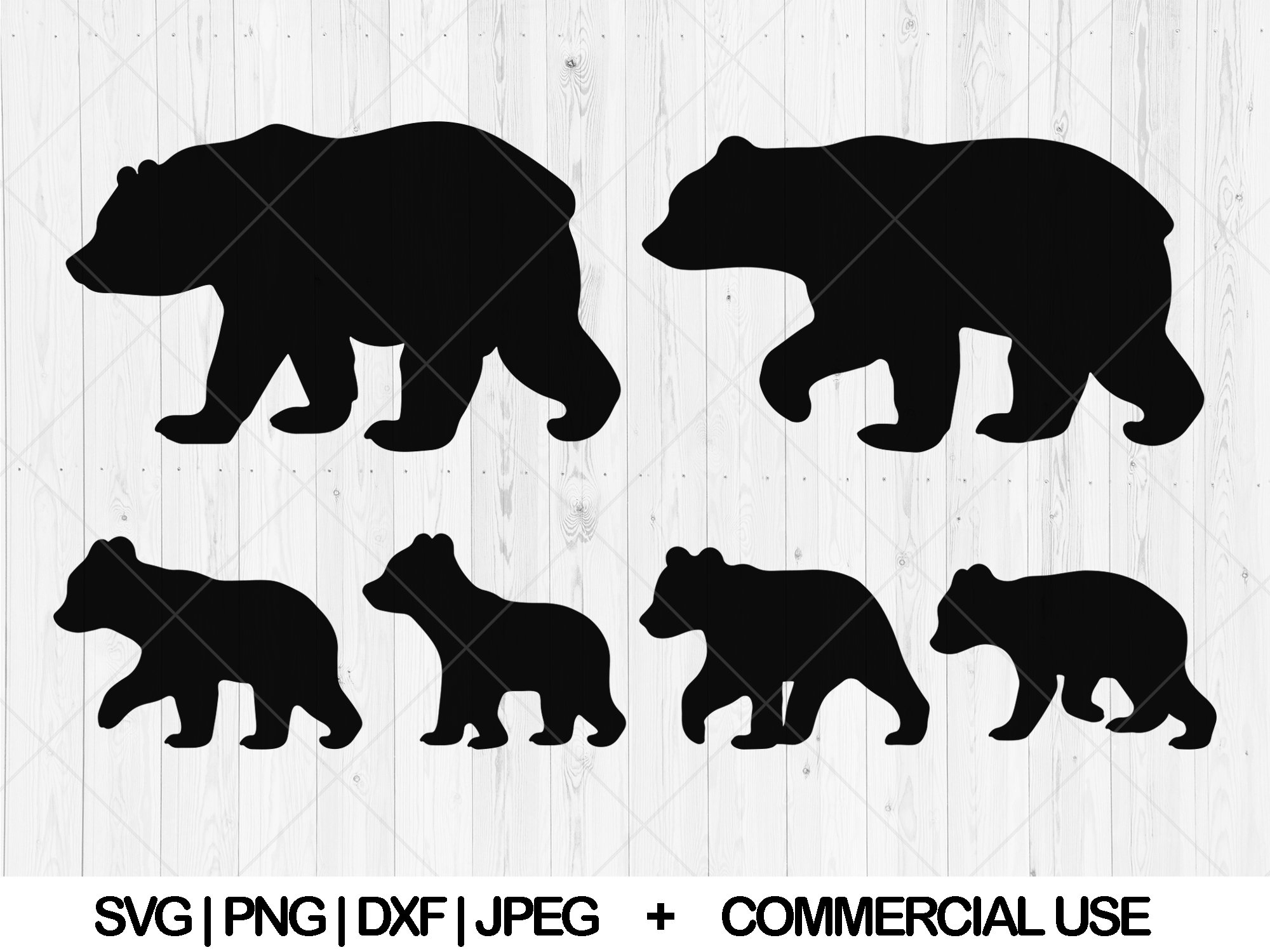 Famiglia di orsi svg bundle, Mama bear svg, dxf, png, jpg, Papa bear svg, Baby bear svg, Grizzly bear svg, Bear svg bundle, Download istantaneo
