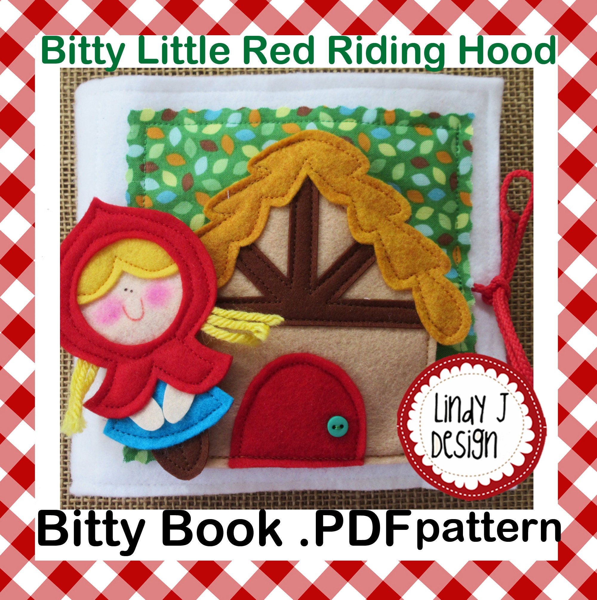 Cappuccetto Rosso Bitty Book QUIET Book PDF Pattern, libro di attività, libro di attività, libro morbido, libro per bambini, libro di fiabe