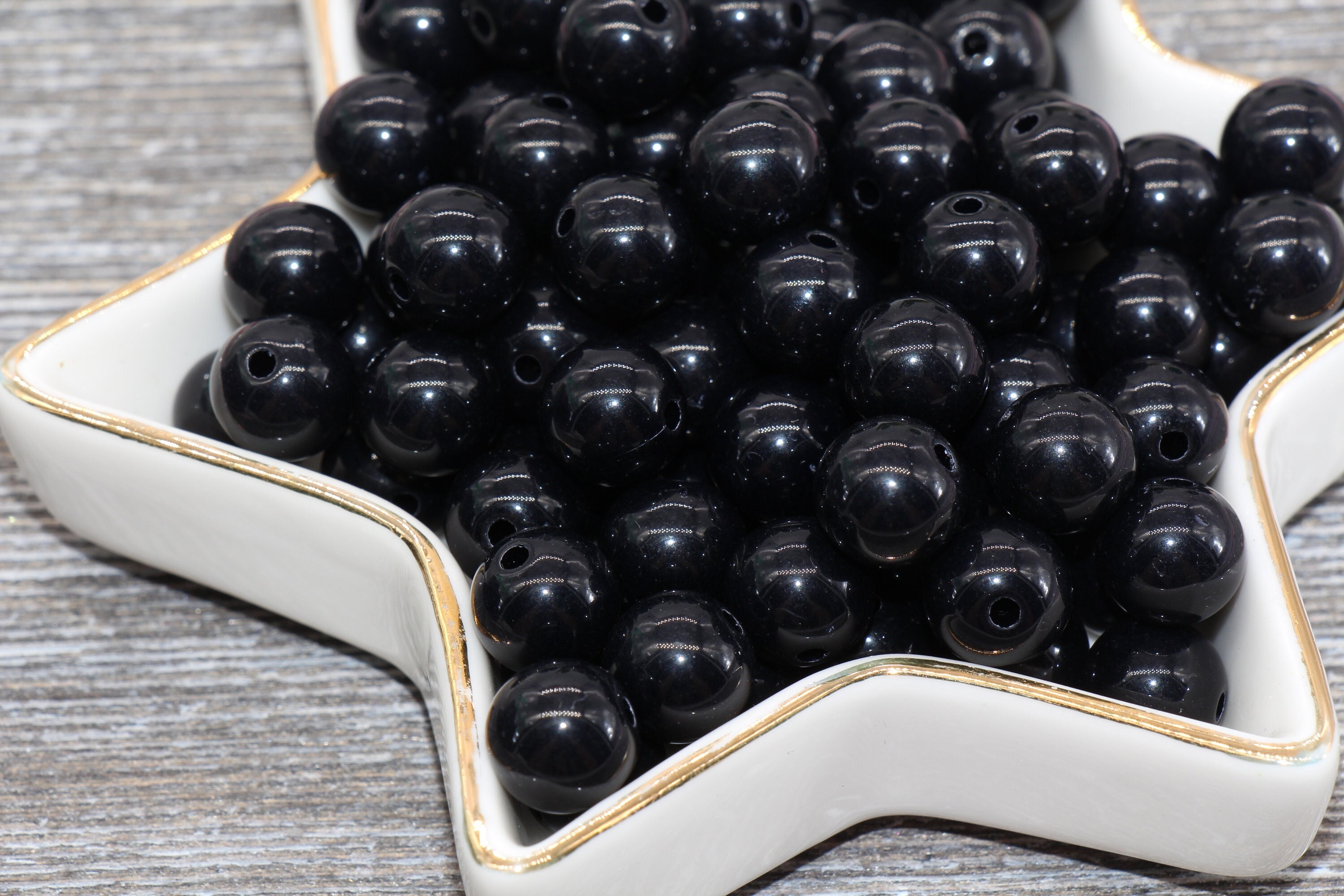 Perline rotonde nere da 10 mm, perline acriliche sciolte, perline Bubblegum, perline grosse, perline nere Gumball, perline di plastica liscia, perline