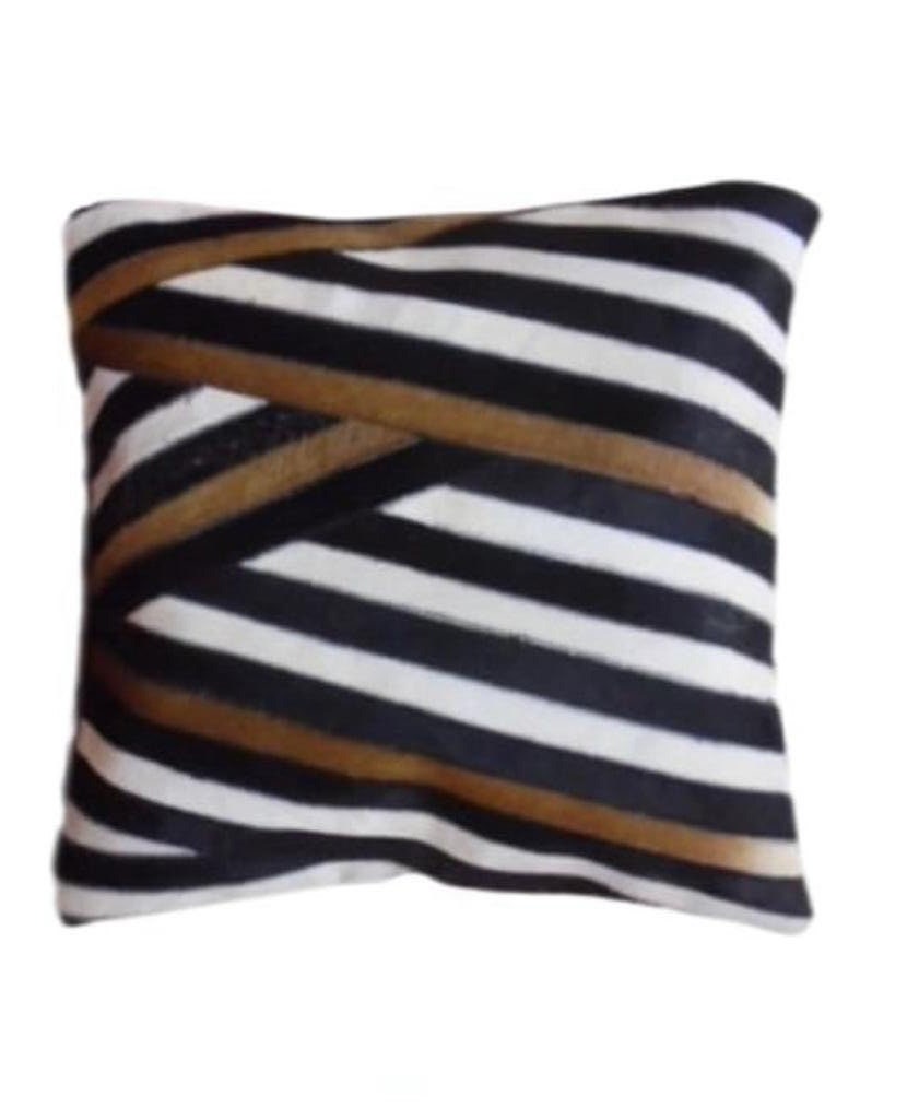 Fodera per cuscino patchwork in pelle bovina, cuscino in vera pelle, bianco e marrone, fatto a mano ZC44