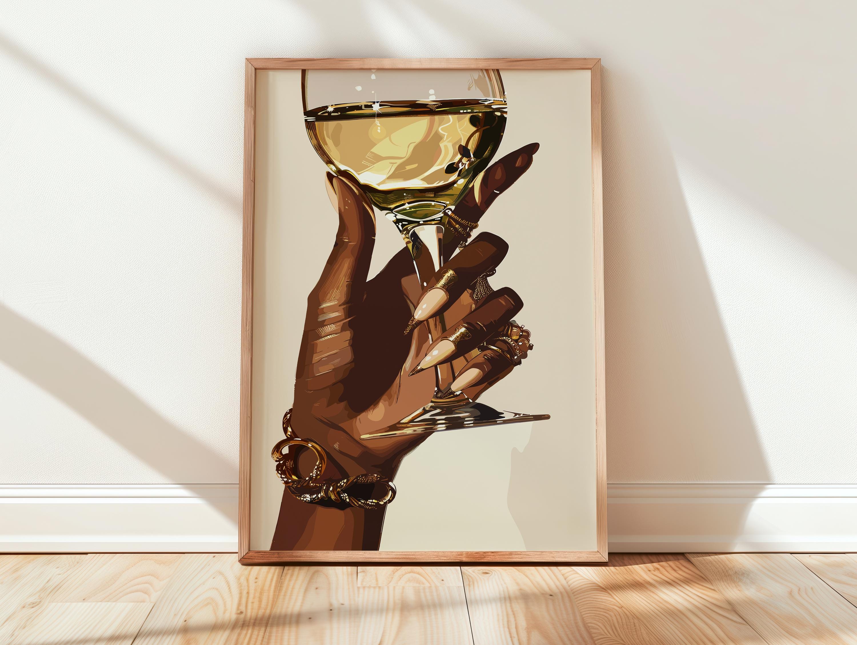 Arte di donne nere, arte di ragazze nere, arte murale nera, arte murale di ragazze, stampa artistica di donne nere: arte del vino, download immediato