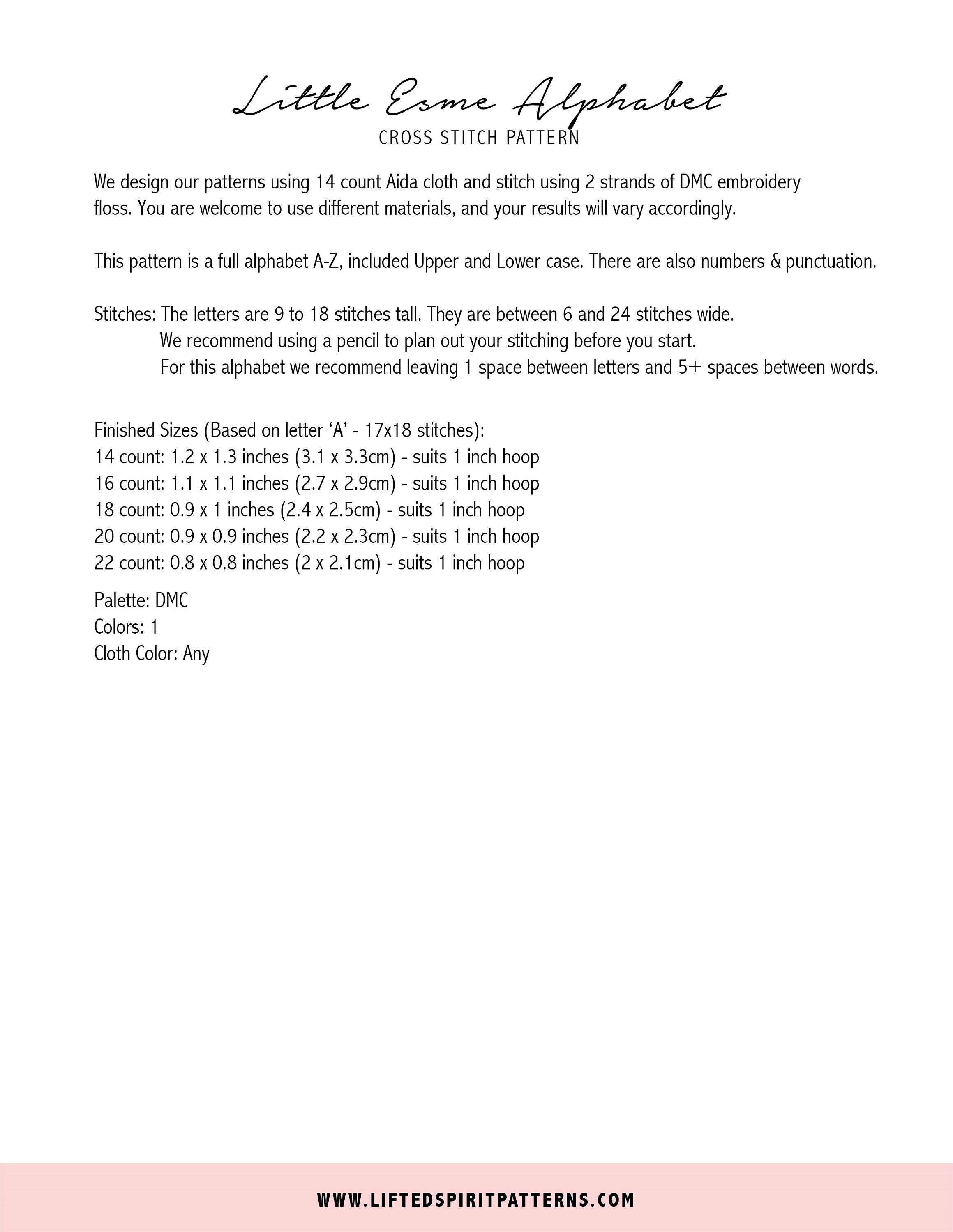 Piccolo schema punto croce alfabeto riccio - Piccolo alfabeto punto croce Esme - Piccolo schema punto croce alfabeto carino - Carattere corsivo