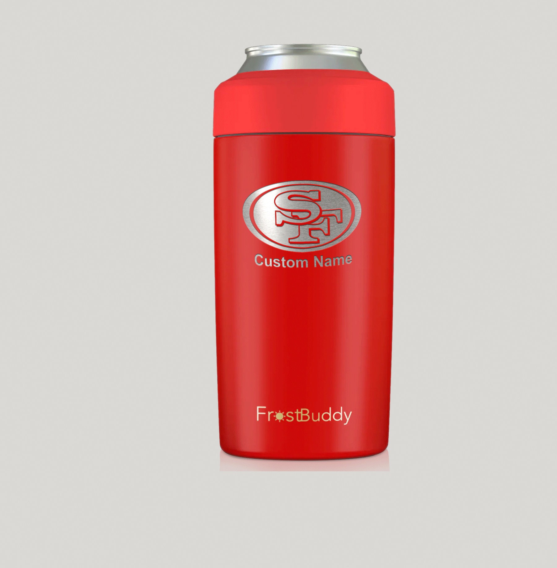 Frost Buddy - Raffreddatore per lattine personalizzato con incisione San Francisco 49ers. Adatto a lattine da 12 once, lattine sottili, bottiglie e la