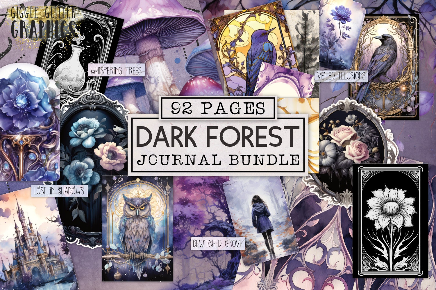 Dark Forest Junk Journal BUNDLE / Pacchetto di effimeri di diario di cianfrusaglie della strega / Pagine di diario stampabili / Download digitale Goth