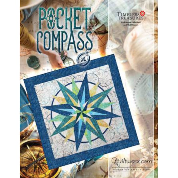 QUILTWORX - Modello POCKET COMPASS di Judy Niemeyer, modello per quilt realizzato con la tecnica del paper piecing.