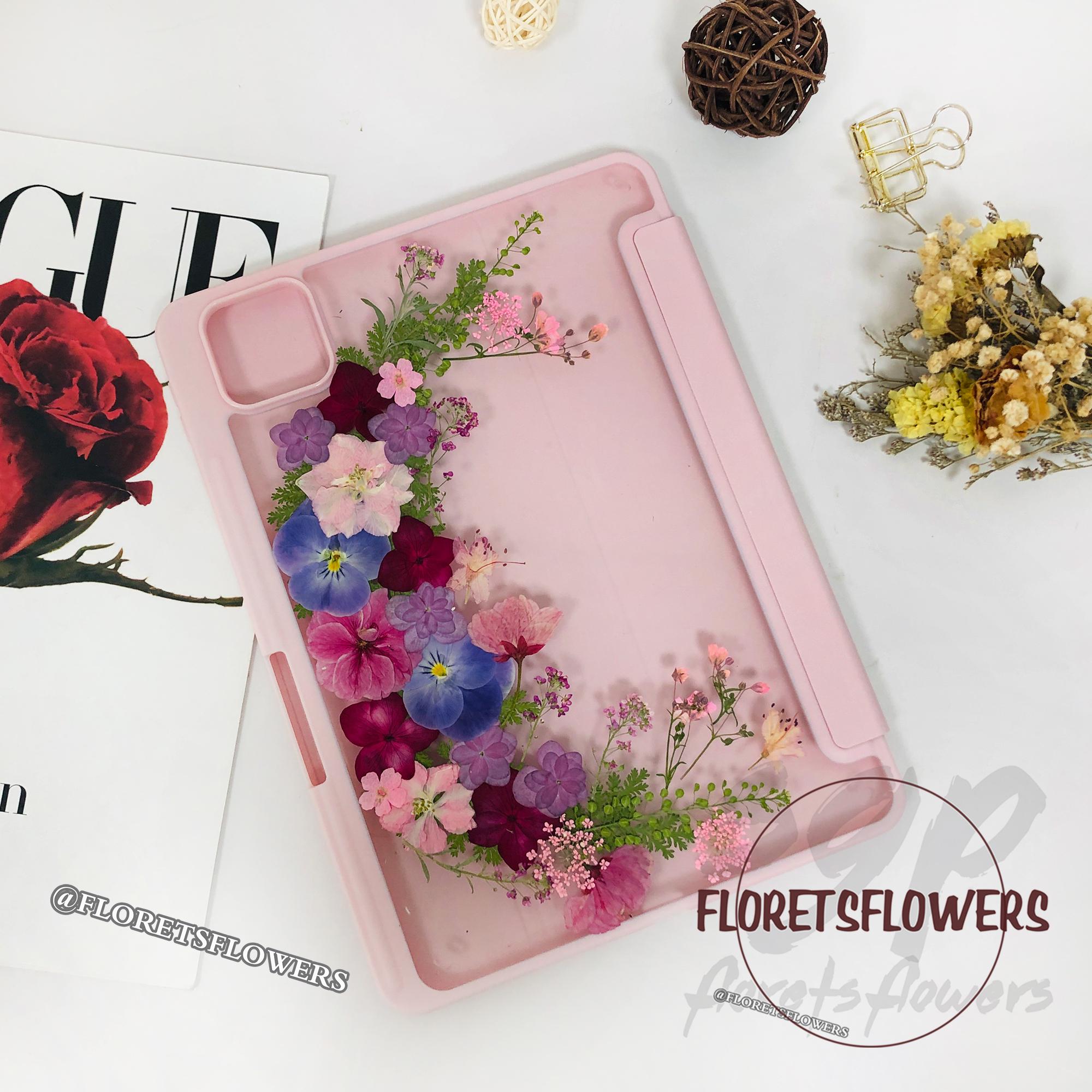 Custodia con patta e fiori pressati con funzione di sospensione automatica per Xiaomi Pad 7 6 6s Pro 12.4, Redmi Pad Pro 5G, Poco Pad SE 8.7 pollici,