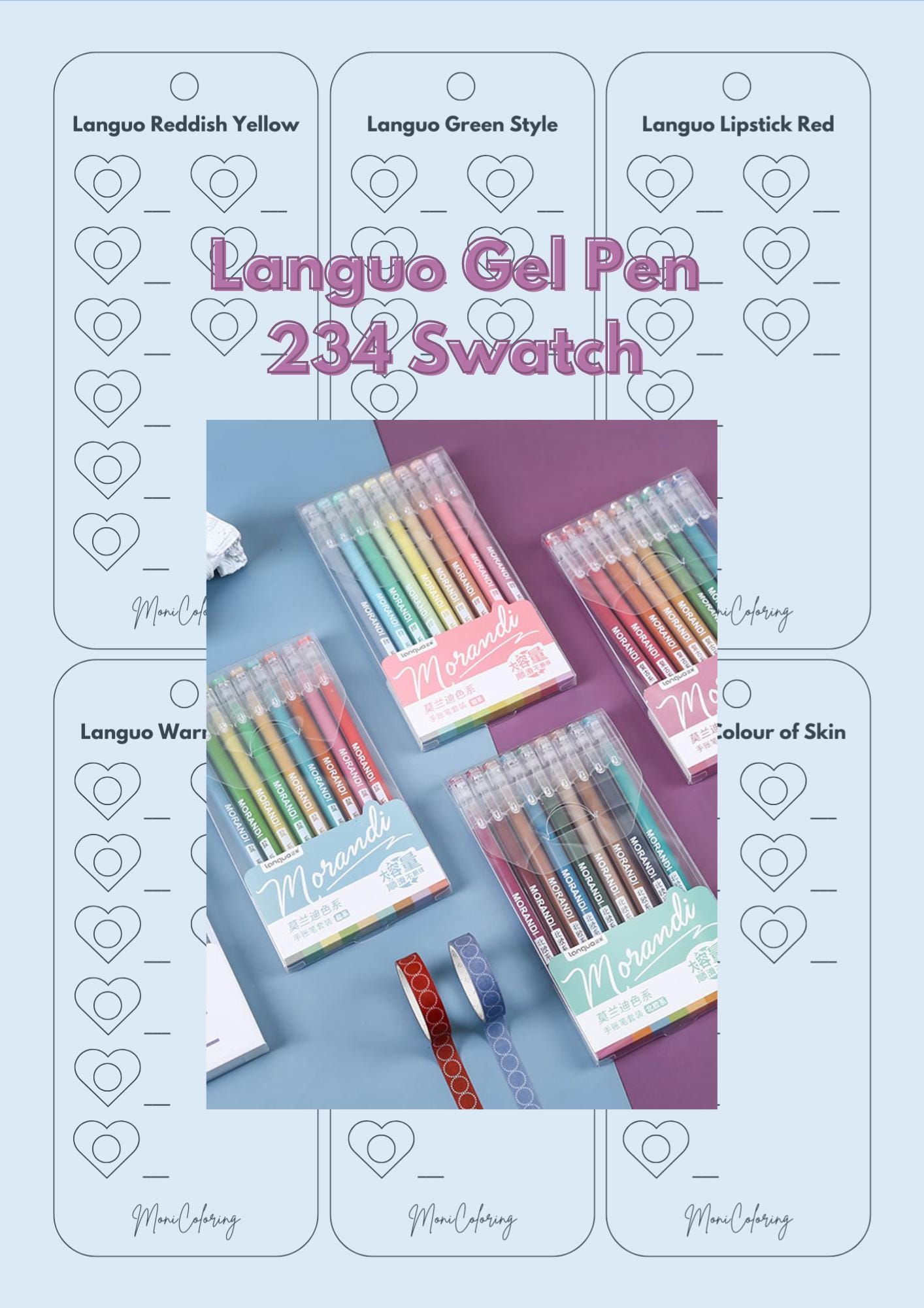 Campioni di penne gel Languo - Modello di esempio di 234 penne gel Languo PDF - Modello stampabile - Download immediato - Non numerato