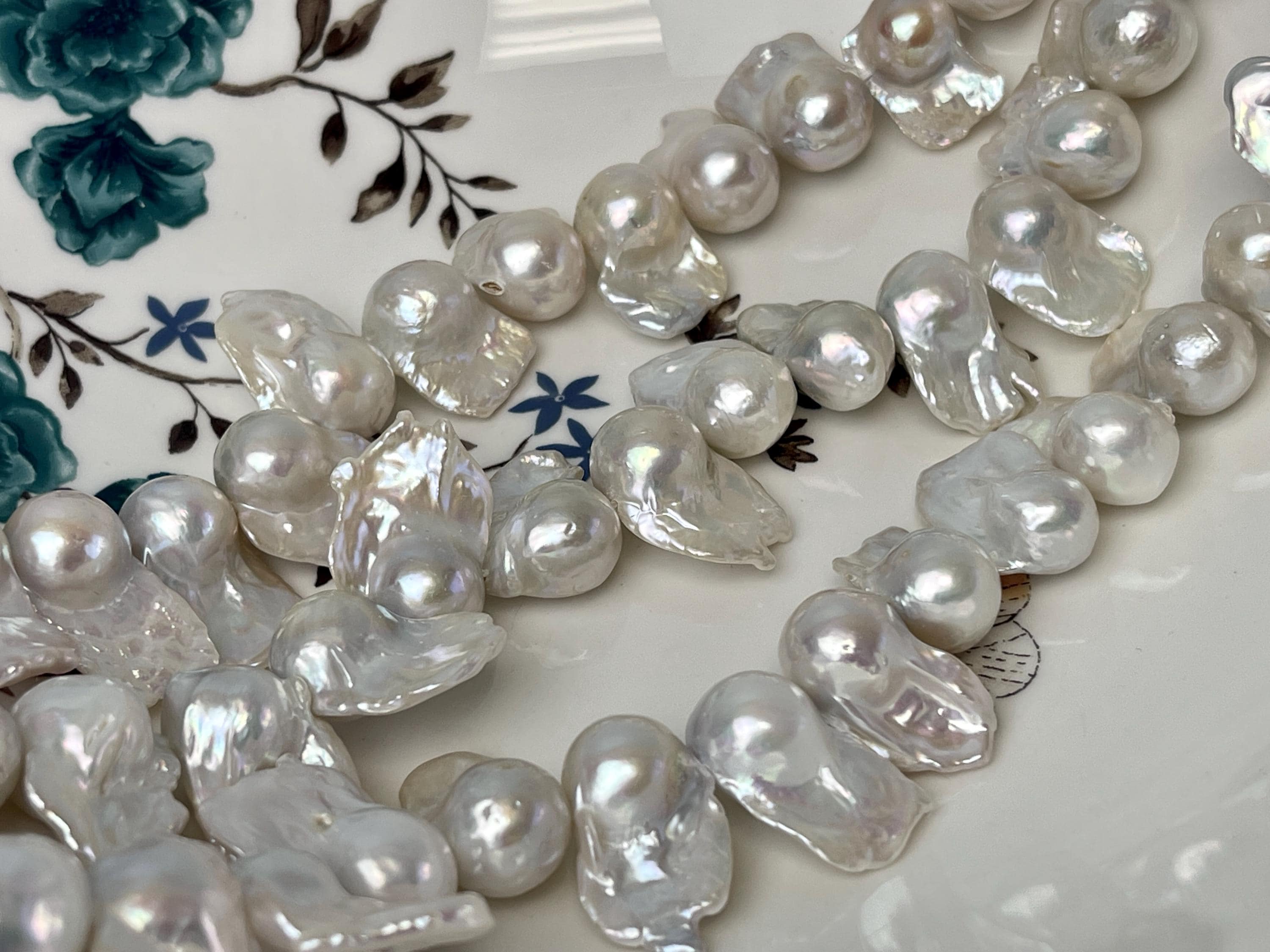 Perle barocche d'acqua dolce bianche naturali AAA da 12-13 x 20 mm, autentiche perle barocche forate dall'alto, ad alta lucentezza, 15-32 perle #P2934