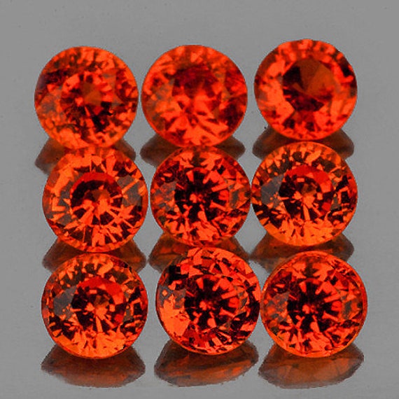 Zaffiro arancione intenso naturale 2,7 mm 9 pezzi Rotondo sfaccettato taglio a gradini Flawless-VVS Pietra preziosa sciolta estratta dalla terra, per