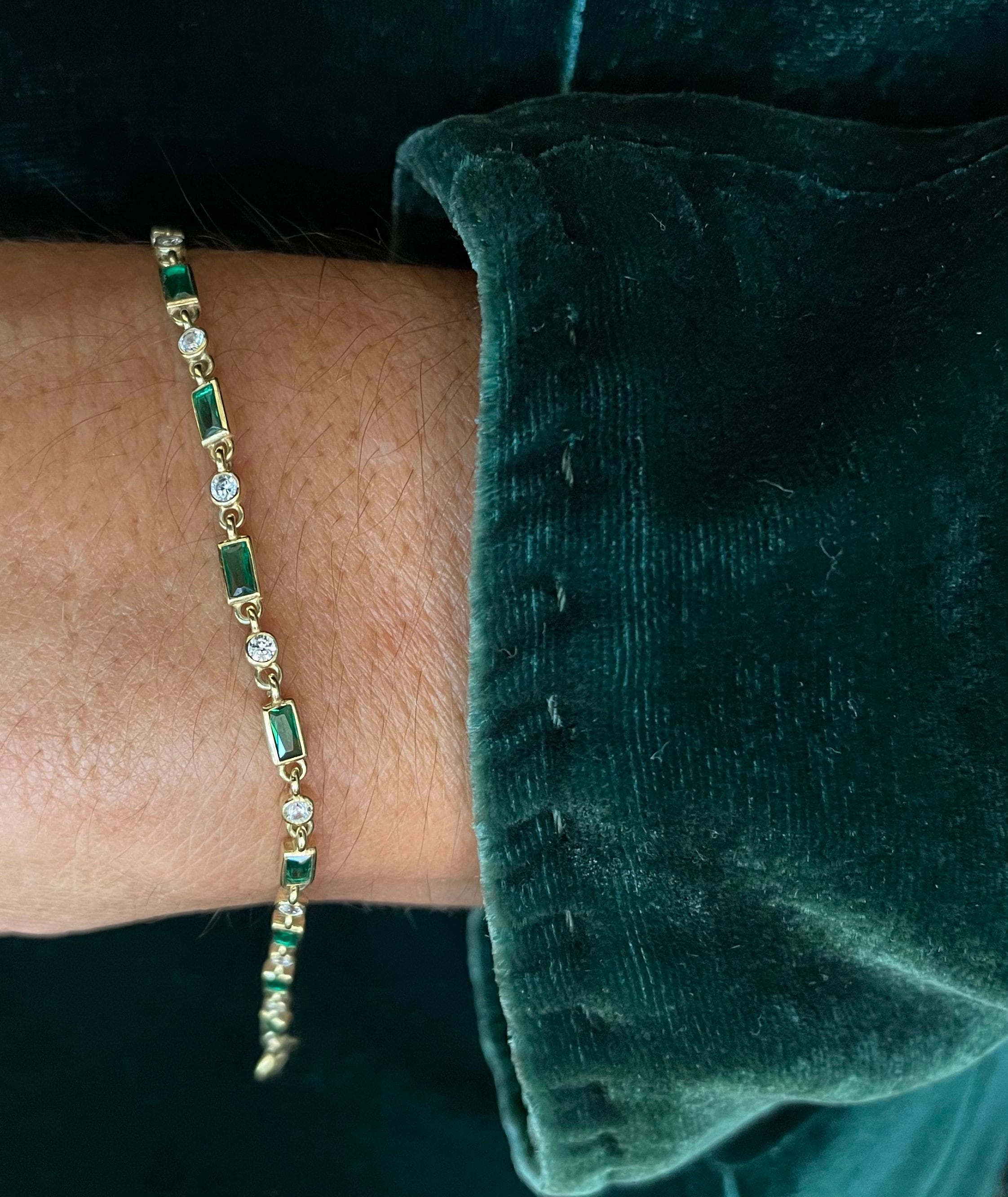 Bracciale tennis con smeraldo, bracciale tennis con zirconi cubici, bracciale tennis, bracciale tennis con zirconi cubici e smeraldo, bracciale tennis