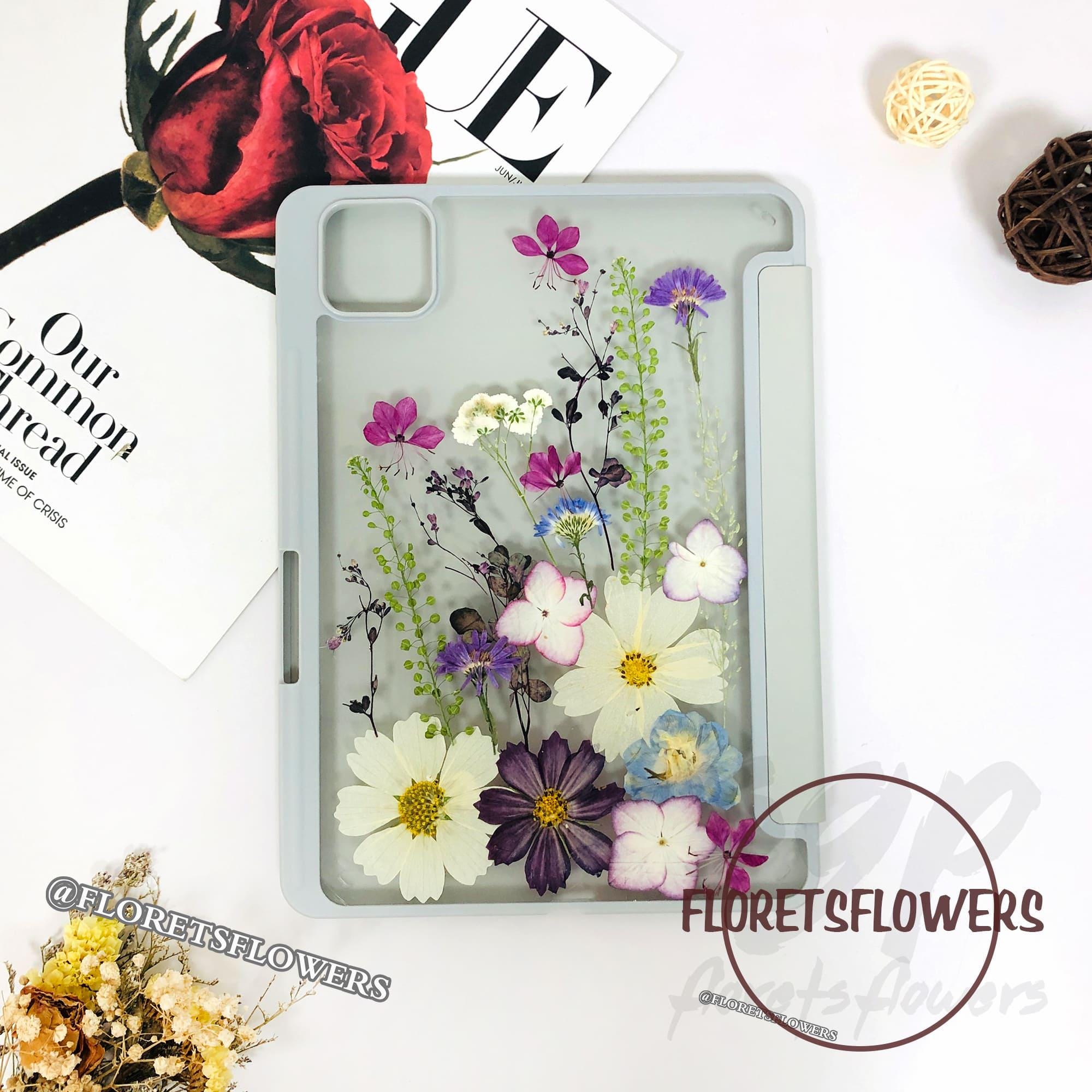 Custodia per tablet con fiori pressati e scomparto per penna per Xiaomi Pad 7 6 6s Pro 12.4, Redmi Pad Pro 5G POCO Pad SE 8.7 4G Pad SE 11, custodia p