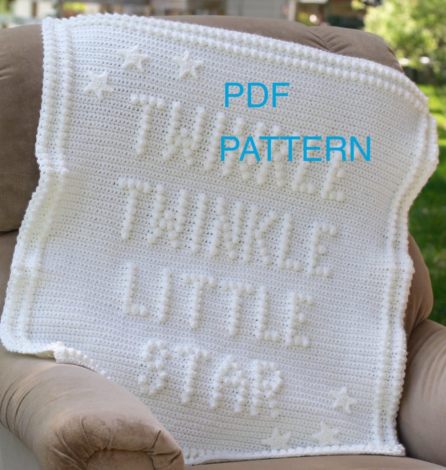 "Modello per copertina per neonato all'uncinetto \"Twinkle Twinkle Little Star\" - Modello per copertina per neonato - Modello per copertina"