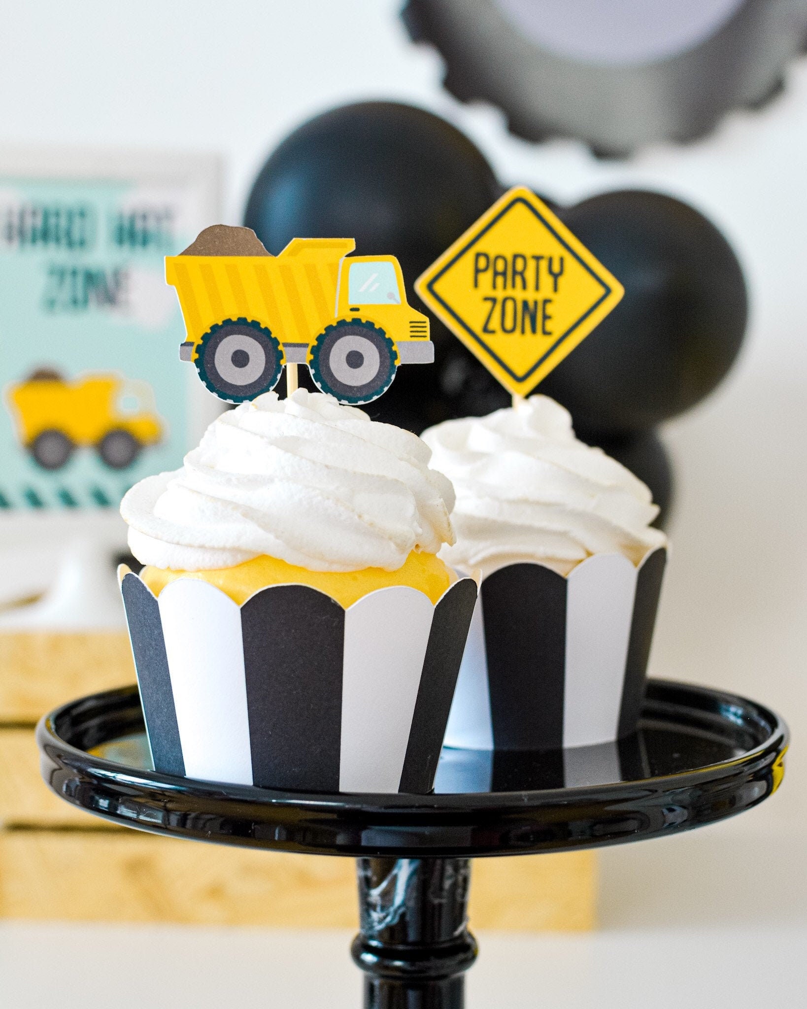 Decorazioni per cupcake a tema costruzione / Festa di compleanno a tema costruzione, Articoli per feste a tema costruzione, Decorazioni per feste a te