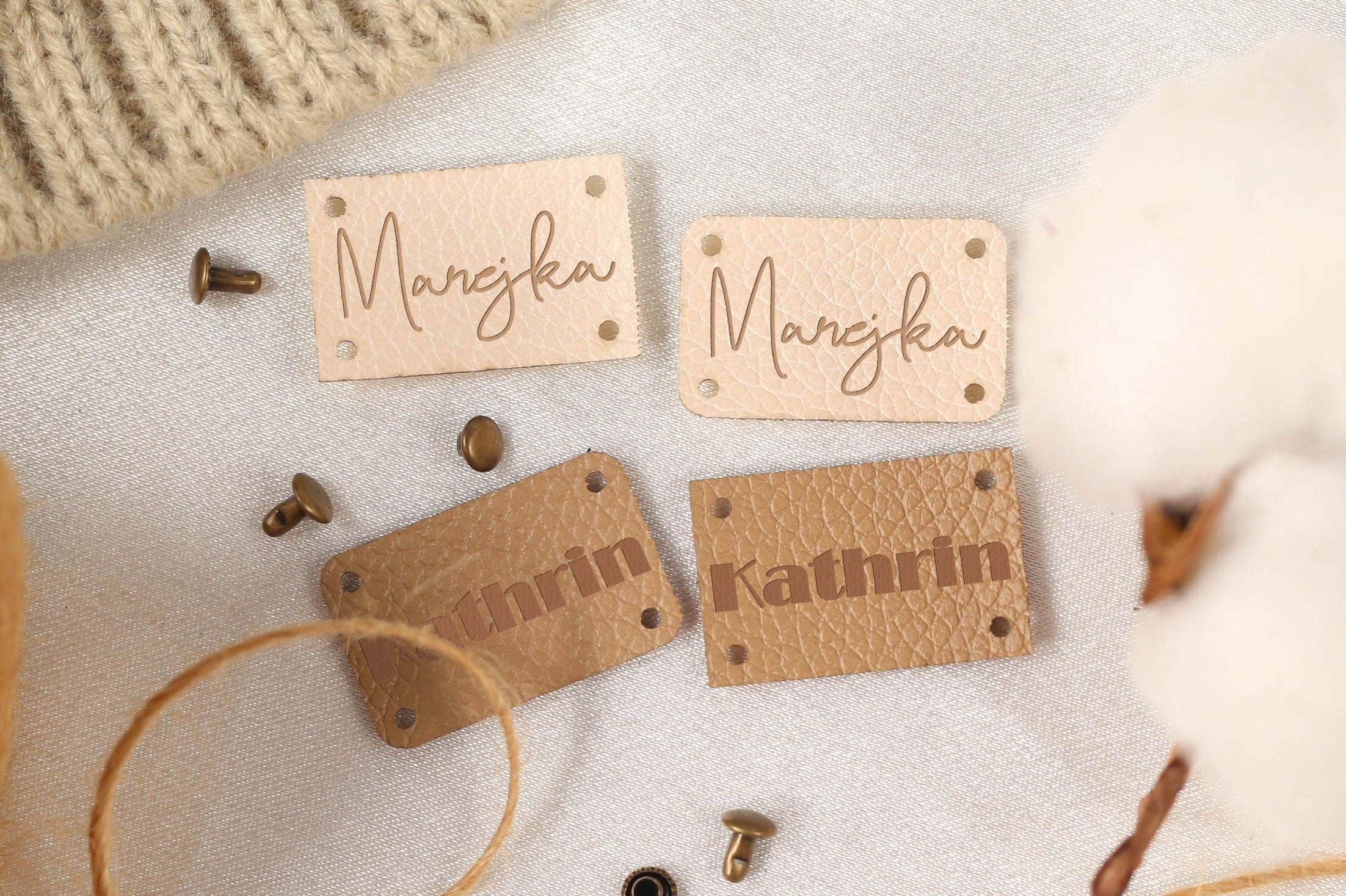 Etichette personalizzate per coperte, etichette in similpelle, etichette personalizzate con nome, etichette personalizzate per articoli di maglieria,
