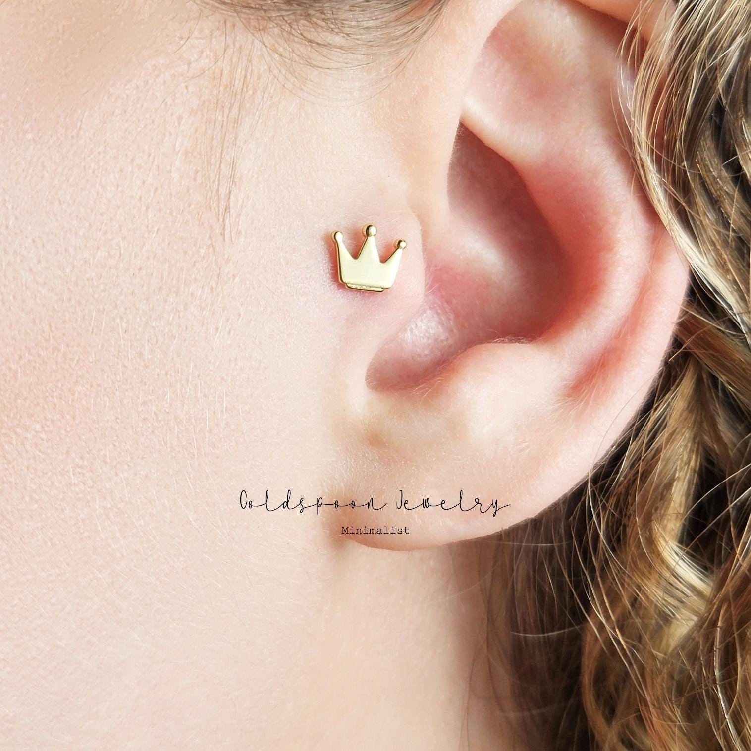 Labret filettato internamente 18G/16G - Orecchini a corona - Perno per cartilagine - Perno per trago - Perno per elica - Perno per labret con parte po