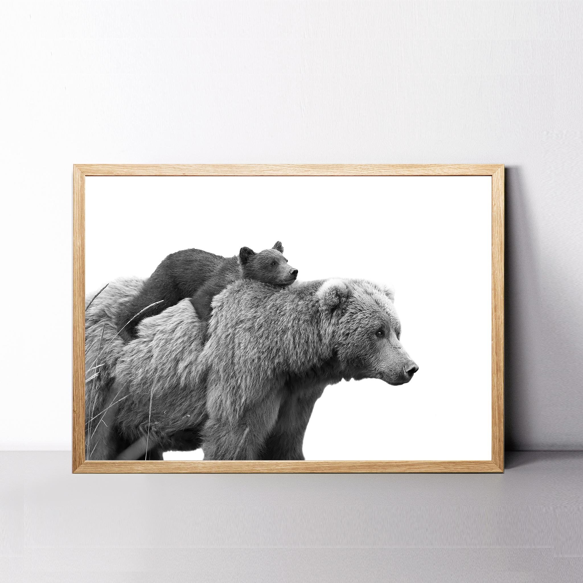 Bear Wall Art, Bear Cub Print, Bear with Cub Kids Room Wall Art, Bear Cub Nursery Print, Two Bears Art, Bear Family Photo, Bear Framed Print