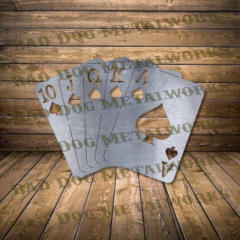 Mano di poker Royal Flush Svg/Dxf - Download digitale Bad Dog Metalworks - Laser CNC Plasma Waterjet - Poker Dxf - Mano di poker Svg - Man Cave Dxf