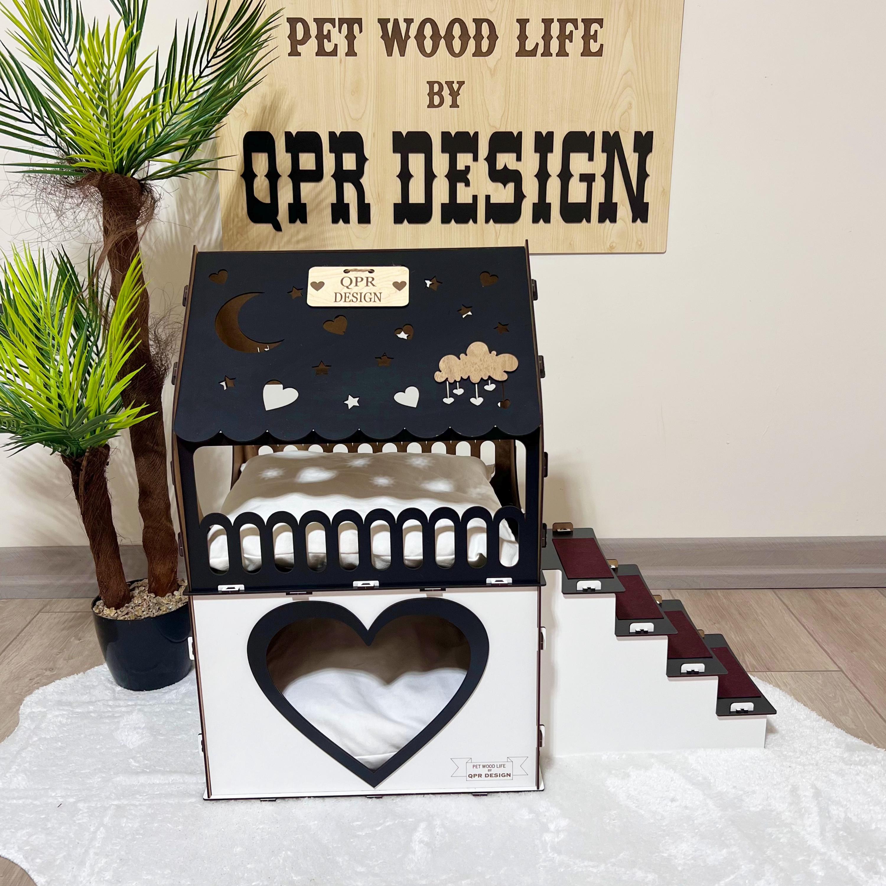 Love Design - Casetta per conigli in legno a due piani, Castello moderno per conigli, Casetta per conigli, Casetta per conigli di grandi dimensioni, M