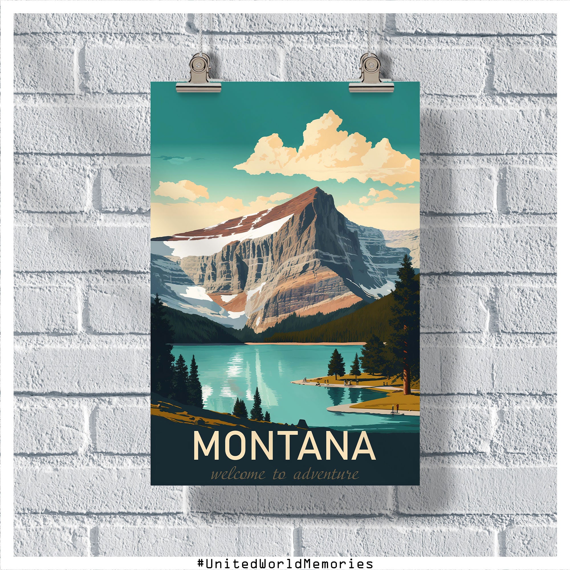 Montana Travel Poster, Welcome To Montana Poster, Montana Vintage Poster, Wall Decor, State Poster, Montana Print, Montana Retro Poster