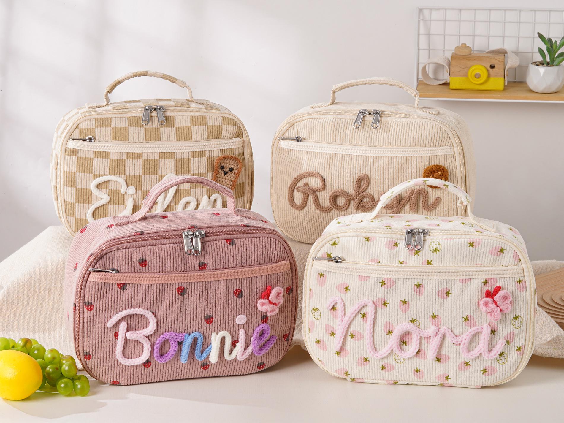 Borsa per il pranzo personalizzata per bambini, borsa per il pranzo personalizzata, borsa per il pranzo scolastico, borsa per il pranzo in velluto a c
