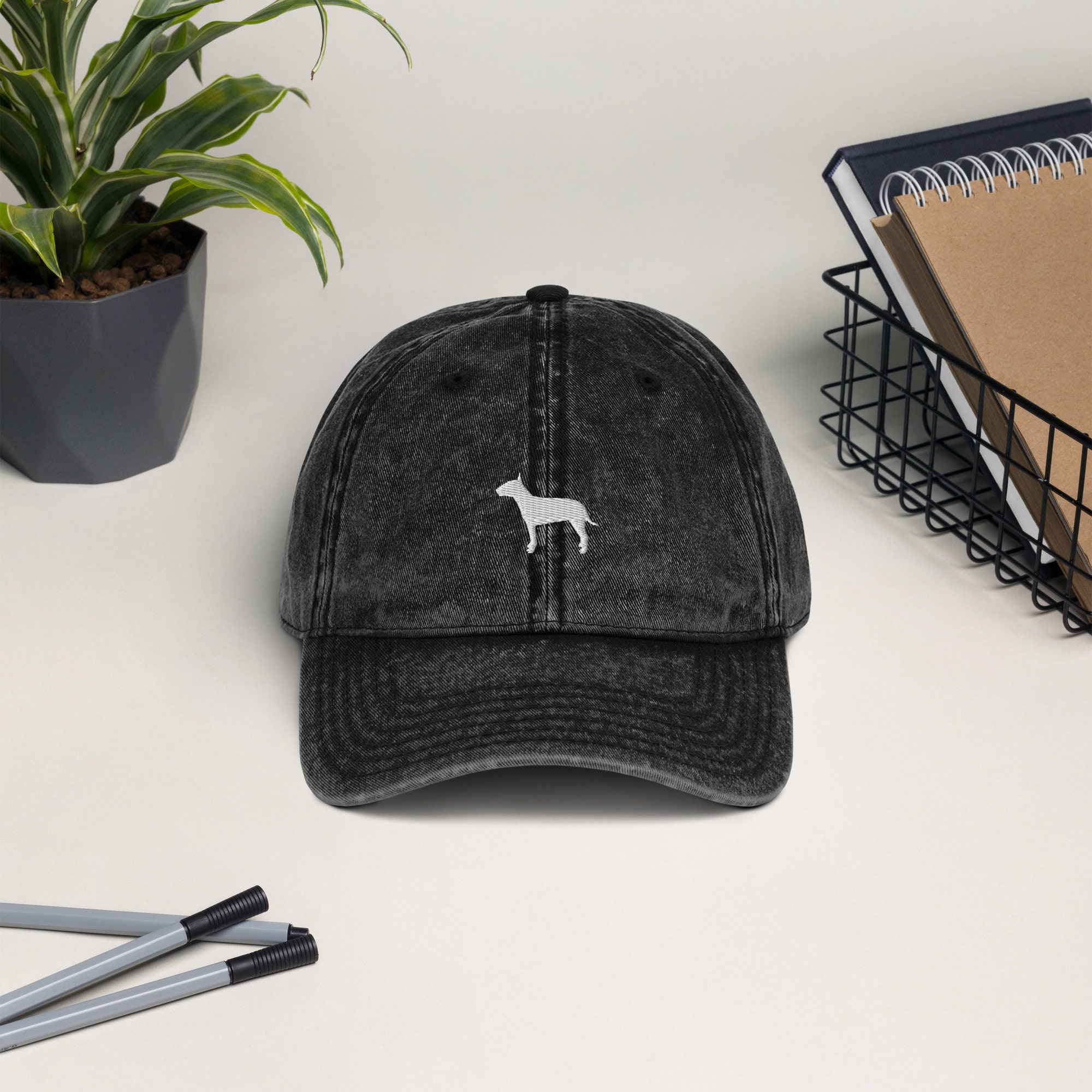 Cappello bull terrier, cappello unisex ricamato per papà, regalo bull terrier, cappello mamma papà cane bull terrier, berretto vintage in twill di cot