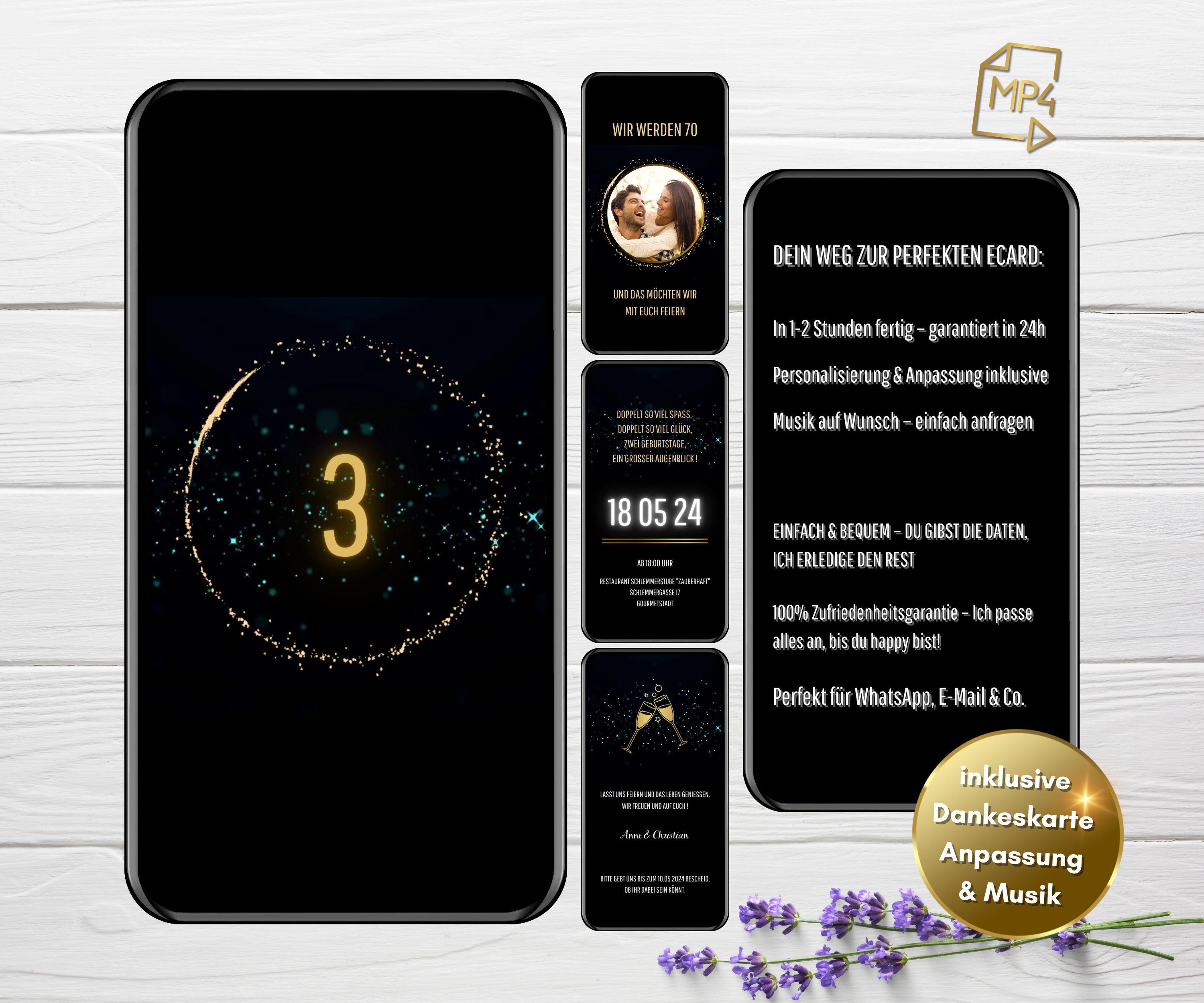 Doppio invito compleanno, conto alla rovescia compleanno, invito compleanno per 2, invito WhatsApp doppio compleanno 100, biglietto di ringraziamento