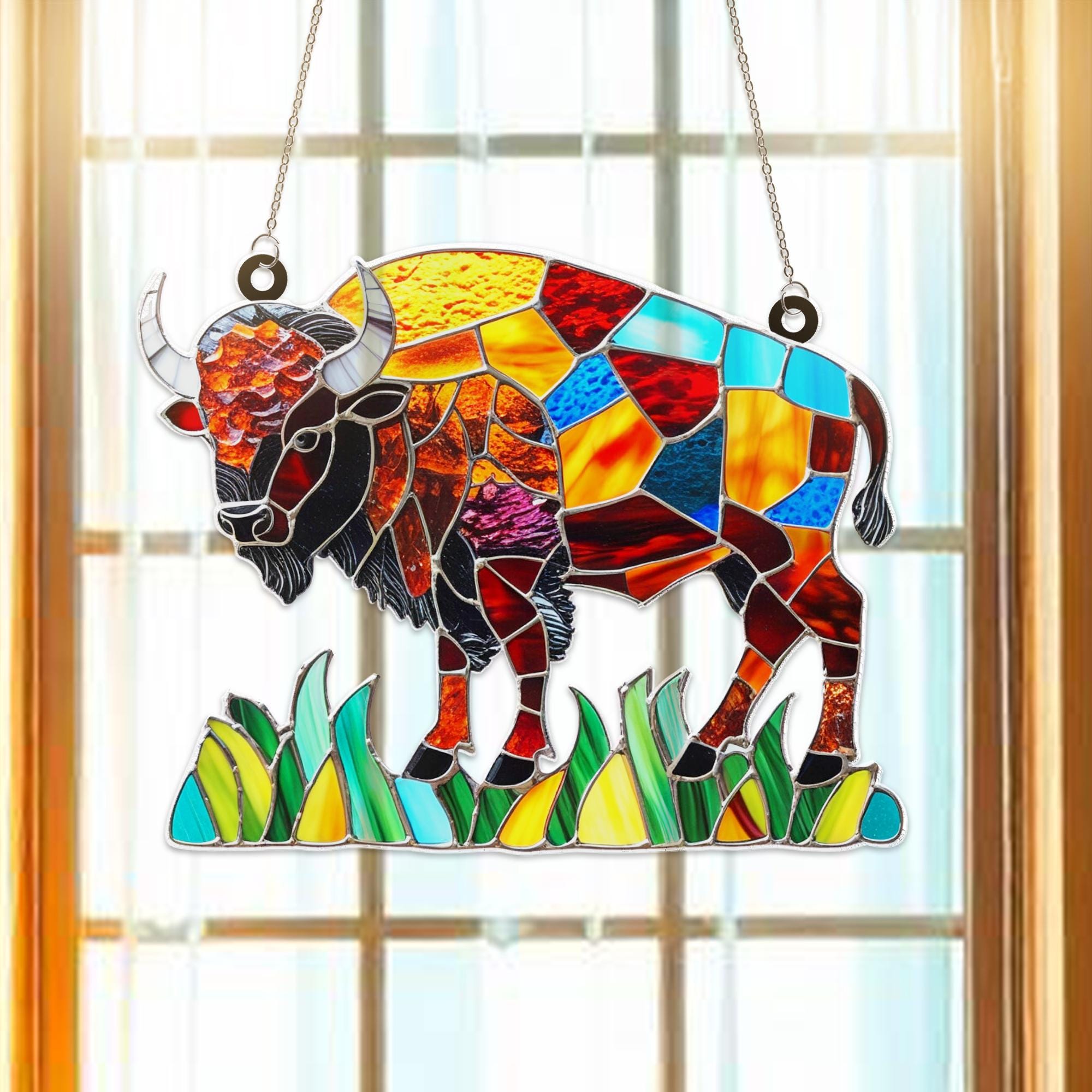 Acchiappasole da finestra in acrilico Bison, ornamento da appendere, acchiappasole da regalo, acchiappasole per finestra, acchiappasole dalla forma pe