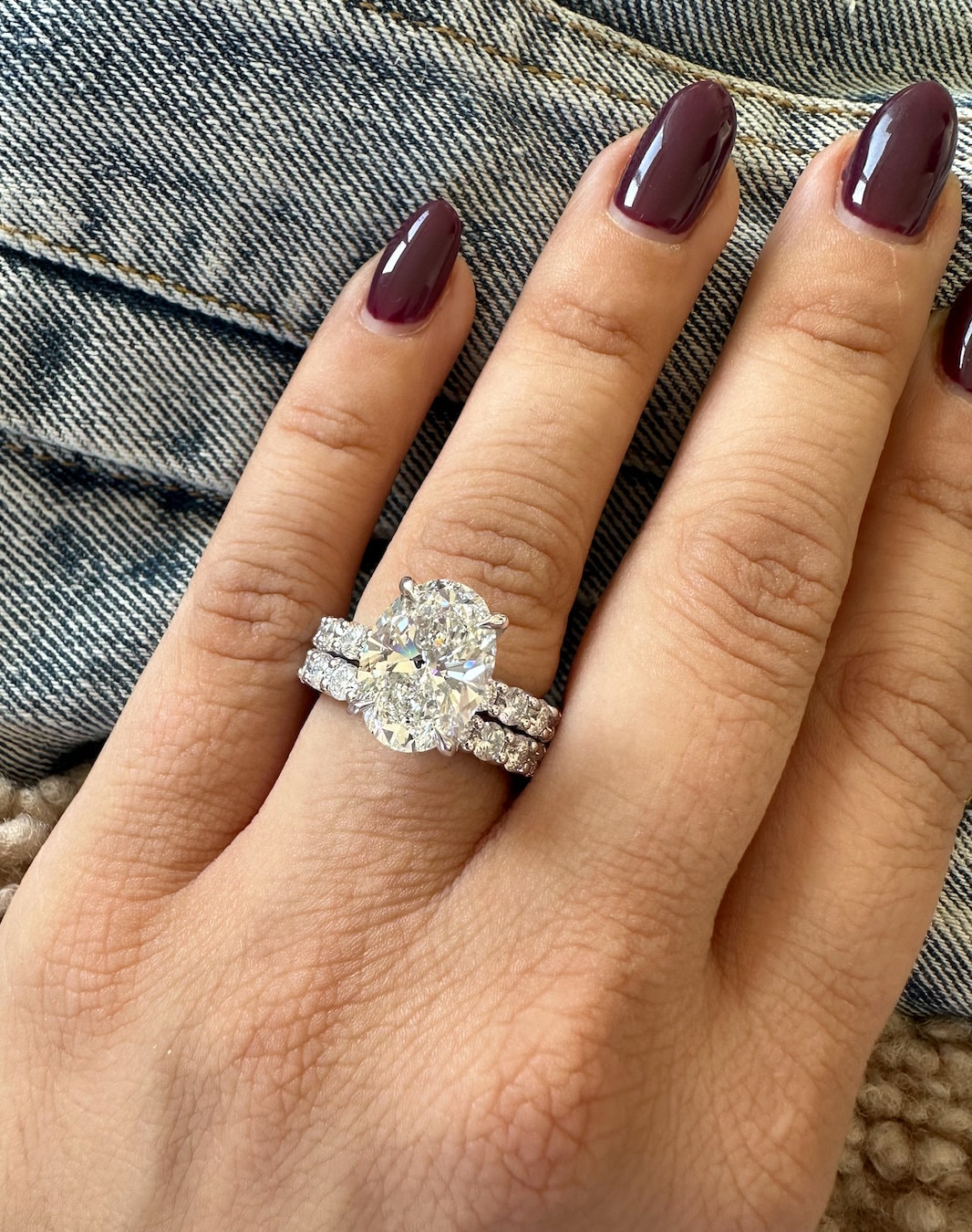 Anello con diamante creato in laboratorio da 4 carati, anello di fidanzamento con diamante ovale creato in laboratorio, anello con diamante ovale crea