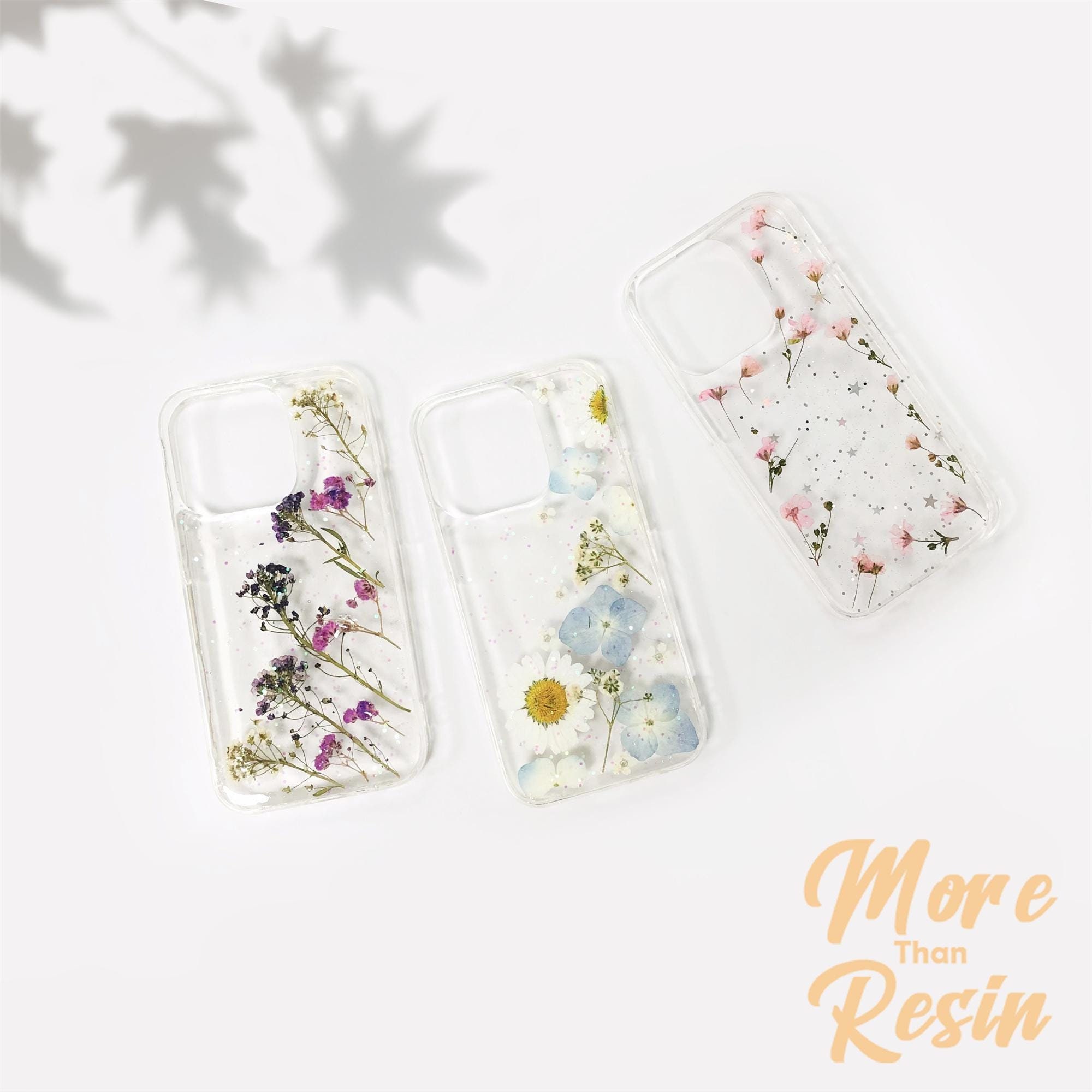 Cover per telefono con veri fiori pressati e glitter per iPhone 17 16 15 14 Pro Max Air 16e 17e, Samsung S26 S25 Ultra A16, Google Pixel 9 10 Pro