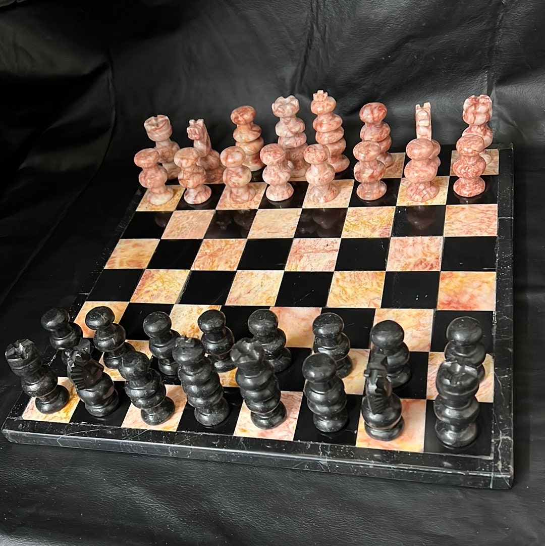 "Set di scacchi in onice e marmo fatti a mano (13\"X13\")/Set di scacchi in cristallo/Set di scacchi in marmo/Set di scacchi in pietra/Set di scacchi mes"