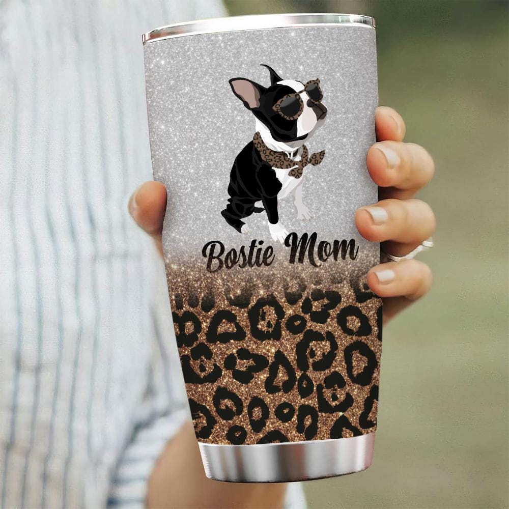 "Bicchiere termico \"Boston Terrier Mom\" da 20 oz, Bicchiere termico per mamme di cani, Regalo per mamme di cani, Regalo perfetto per la festa della mam"