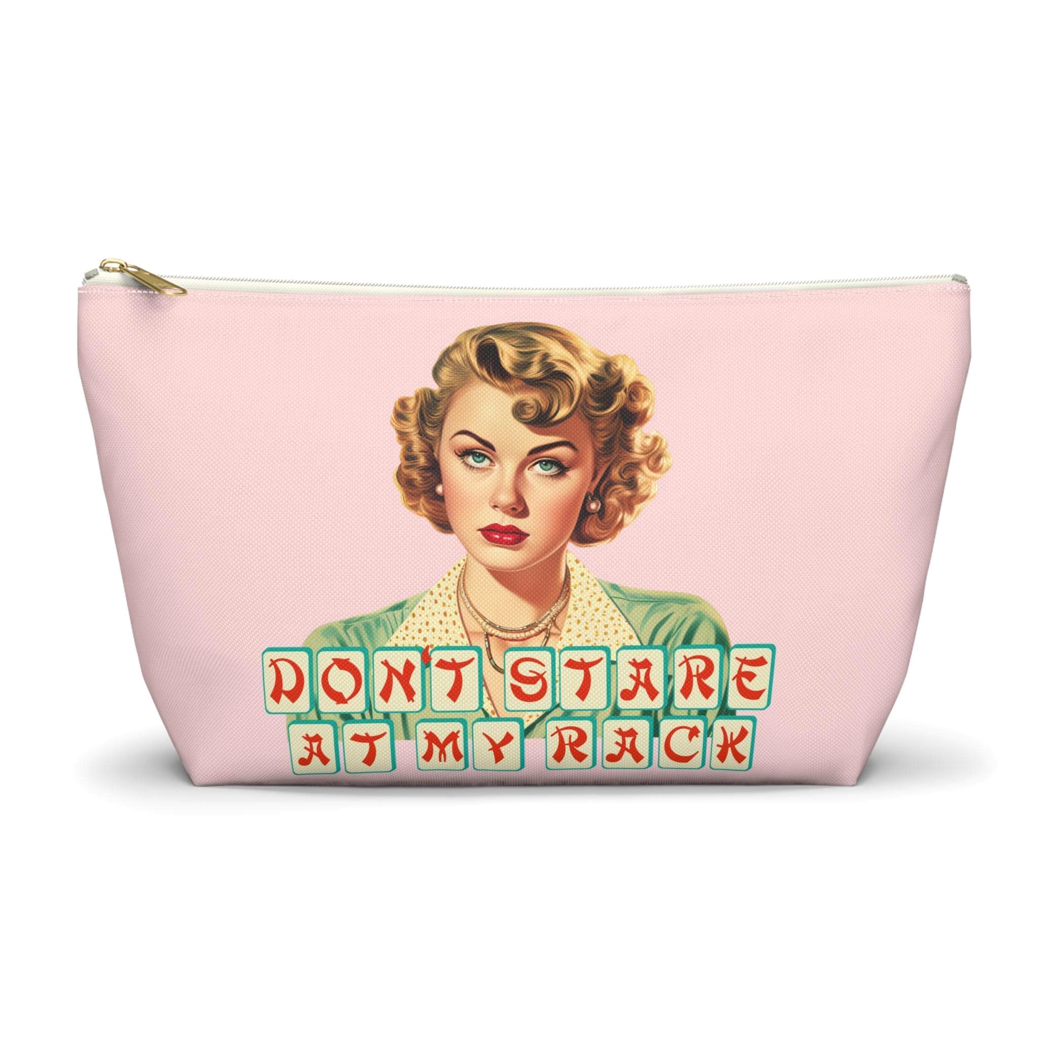 Sacchetto per tessere di Mahjong Divertente Retro Bionda 'Non fissare il mio rack' Borsa per tessere rosa Idea regalo per giocatore Regalo di complean