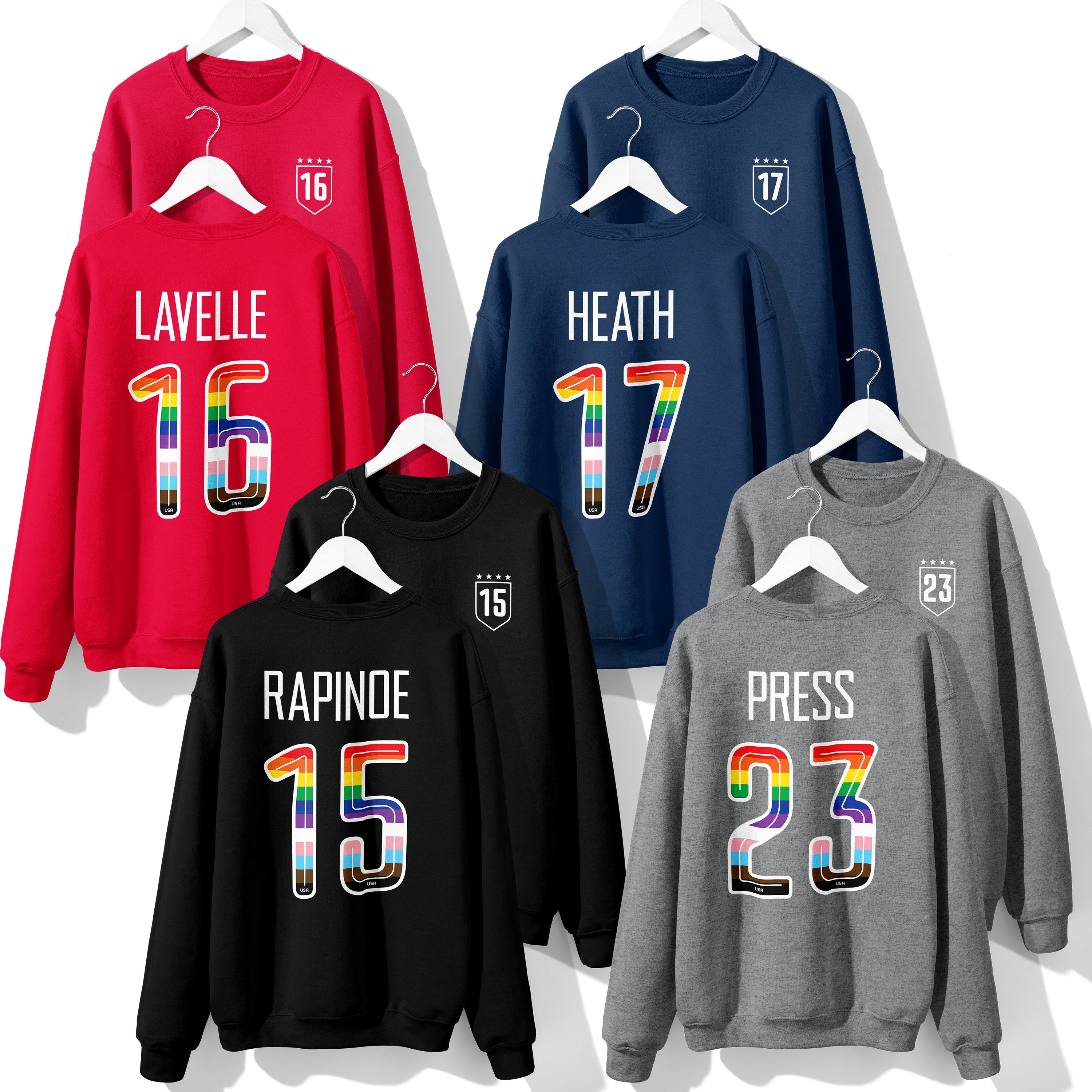 Felpa con cappuccio USWNT Pride Jersey / Nazionale femminile degli Stati Uniti / Felpa da calcio femminile / Felpa USWNT / Felpa girocollo USWNT