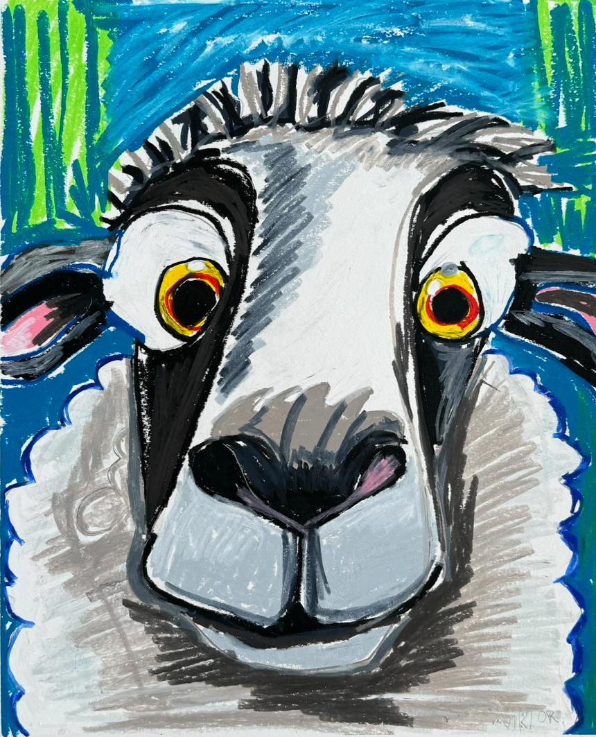 Pecora - Stampa artistica di animali, stampa su tela di ANIMALI, poster colorato, dipinto murale di pecore, decorazione colorata, design rustico, deco