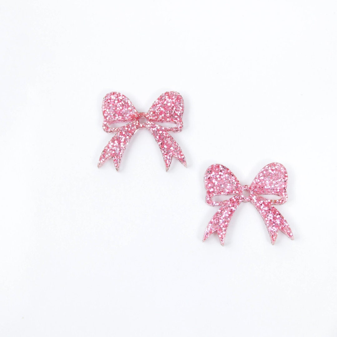 Orecchini grezzi Pink Bow, orecchini grezzi acrilici, orecchini grezzi hairbow, forniture per gioielli, orecchini grezzi all'ingrosso, forniture per o