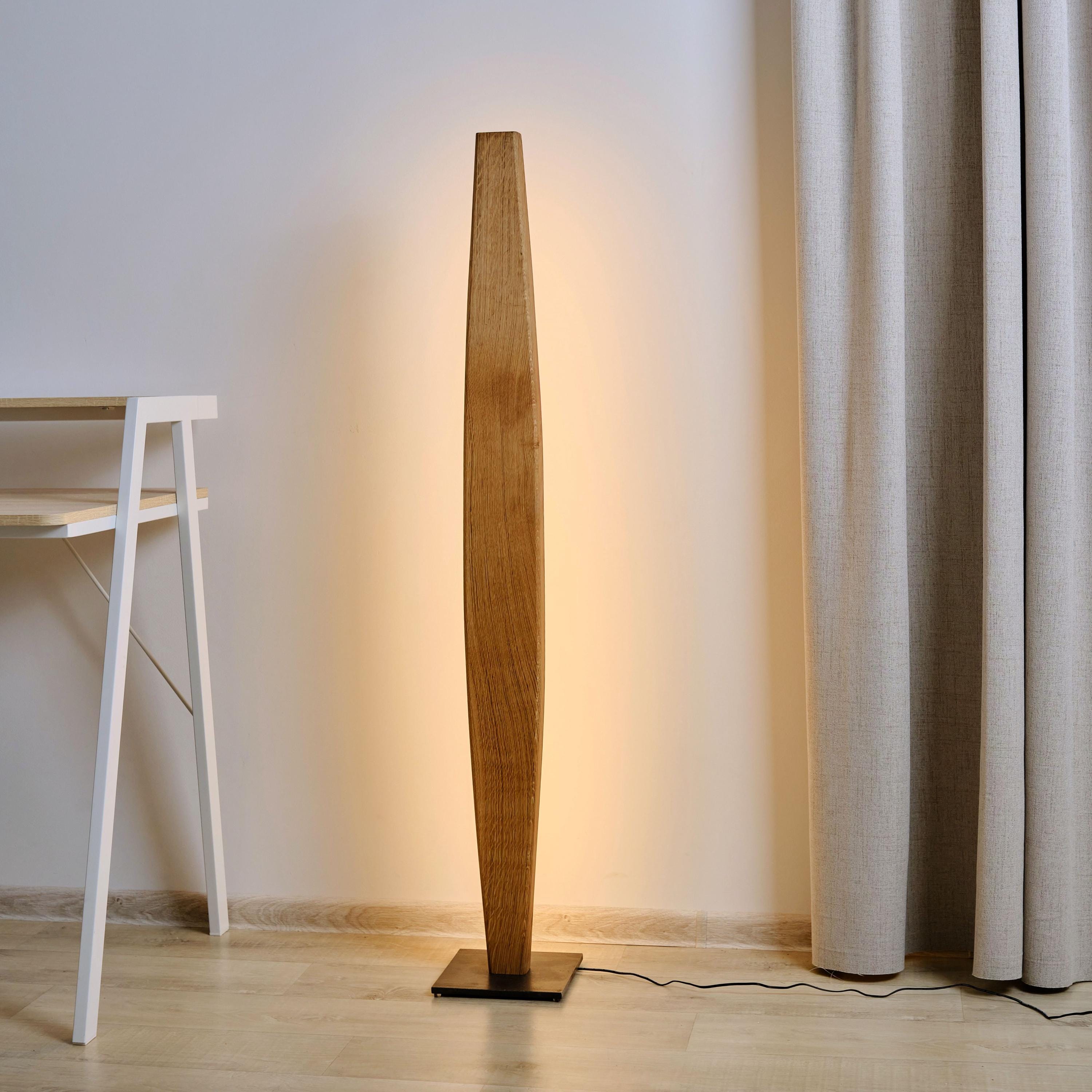Lampada da terra - Stella, lampada da terra moderna, lampada da terra insolita, legno massello di rovere, lampada da terra a LED, dimmerabile, lampada