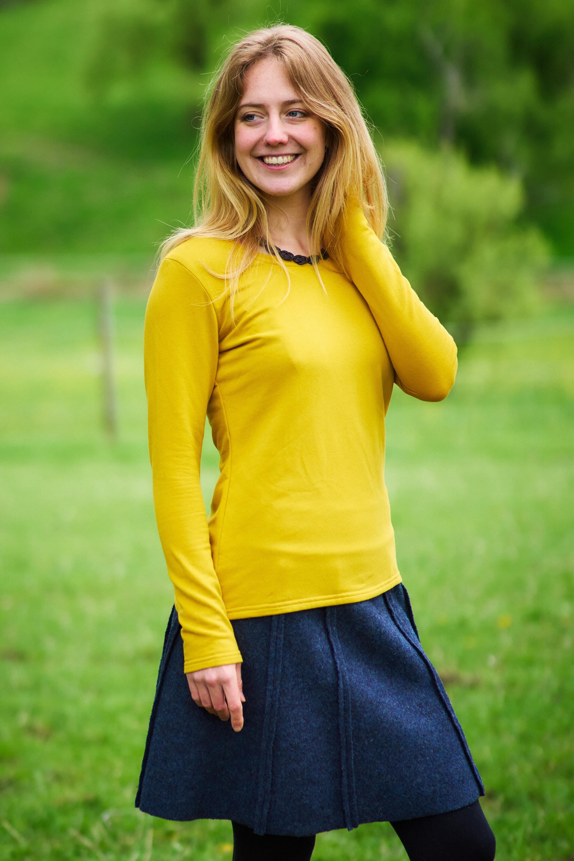 Maglietta a maniche lunghe foderata in cotone biologico, maglietta a maniche lunghe, maglione leggero, felpa, maglietta a maniche lunghe, maglietta te